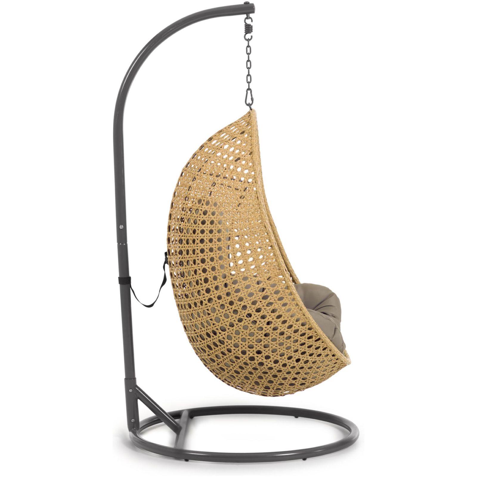 Garten Hängesessel Ciara Poly Rattan natur Fuss dunkelgrau