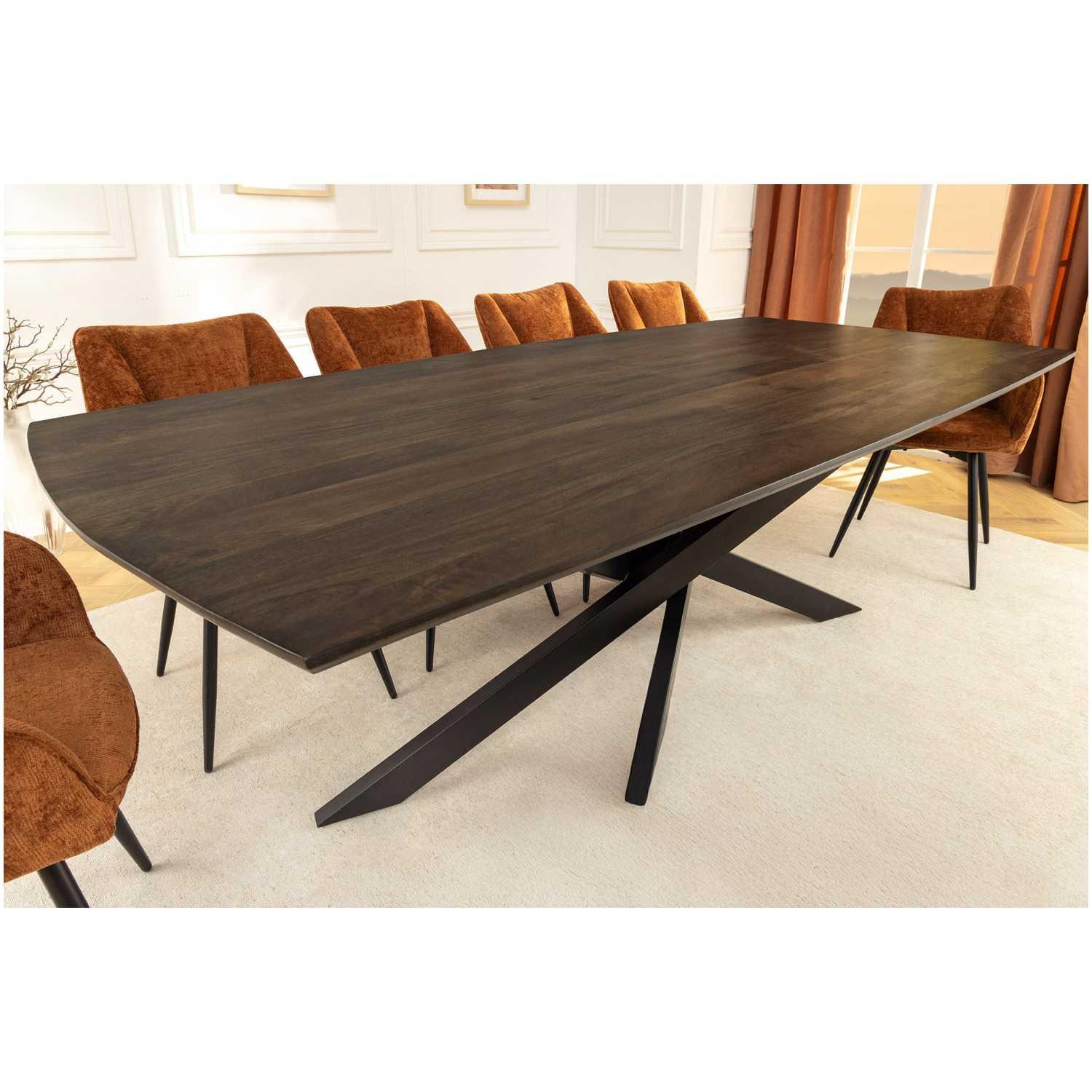 Esstisch abgerundet Canyon Spider Mangoholz massiv braun 220x100