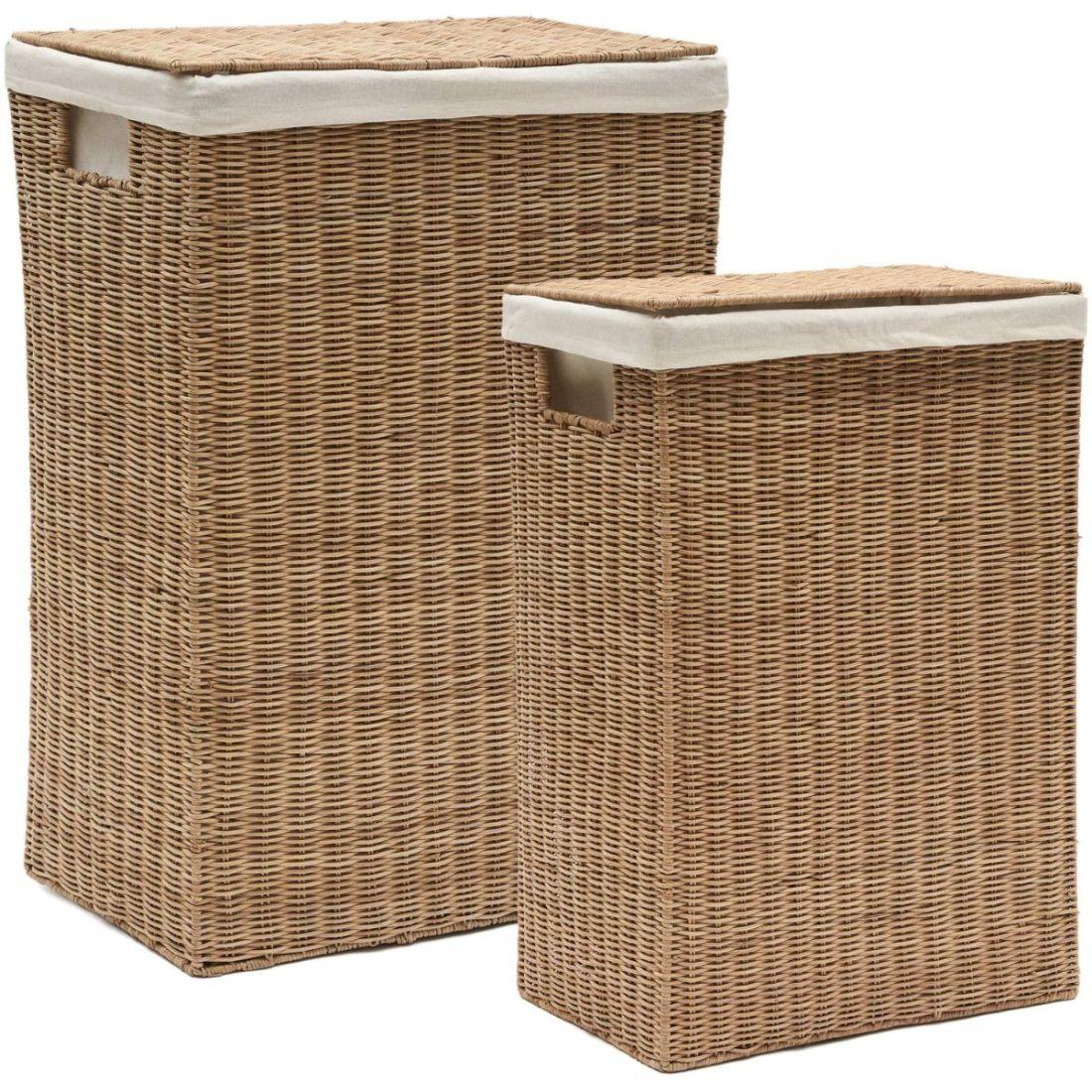Wäschekorb rechteckig Indali Natur Rattan (2er-Set)