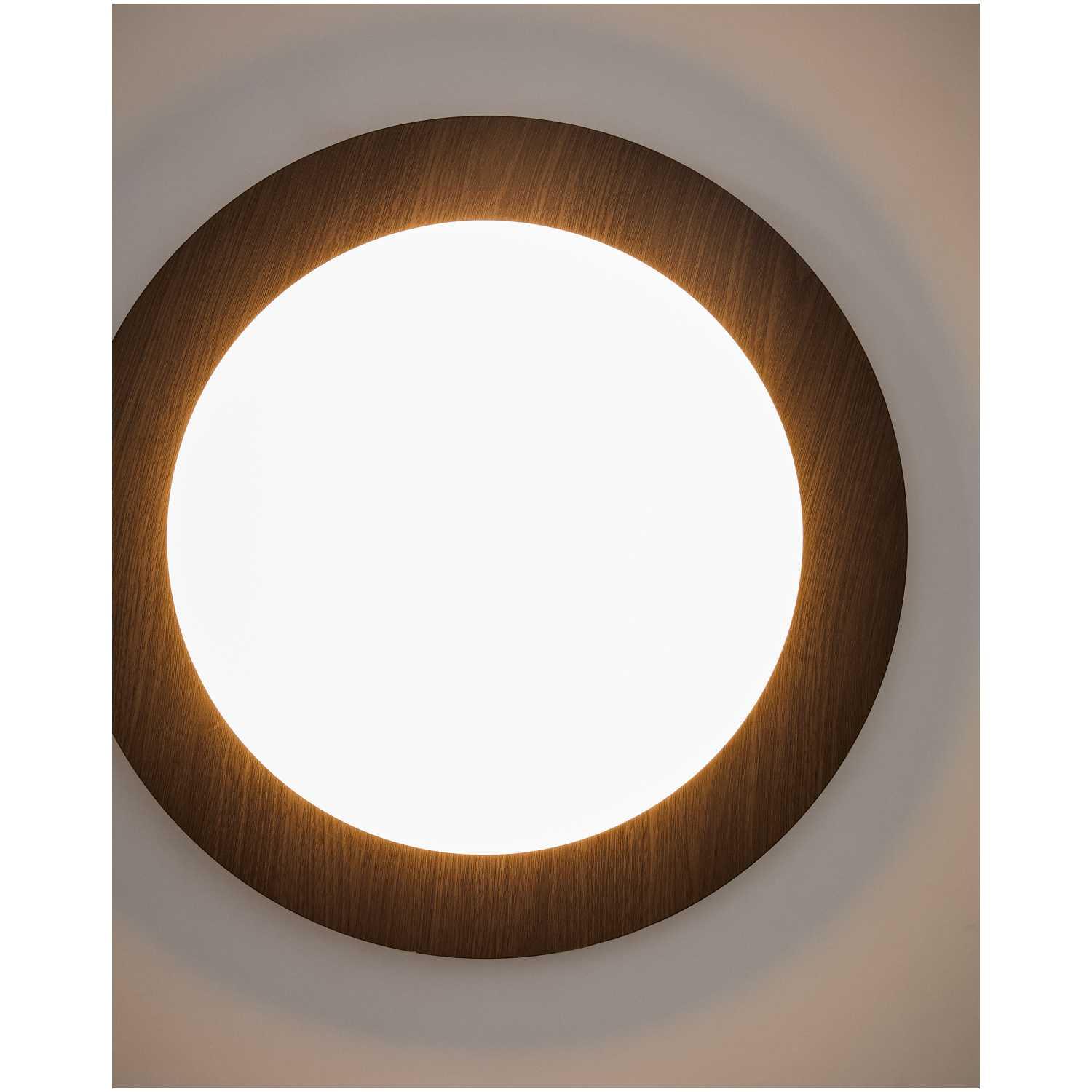 Deckenleuchte Novae Metall gebürstet Holzoptik dunkel Glas matt 40x40 (mit LED-Beleuchtung)
