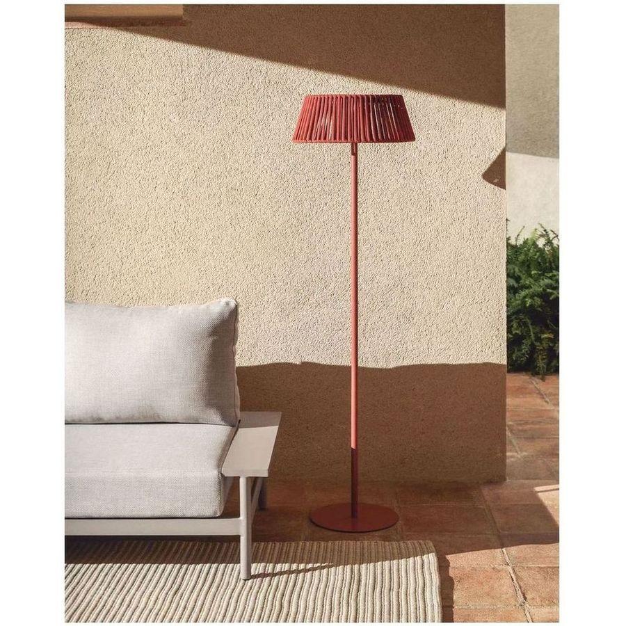 Outdoor-Solar-Stehlampe Aldet aus flachem Seil mit terrakottafarbenem Metallfuss 46x46