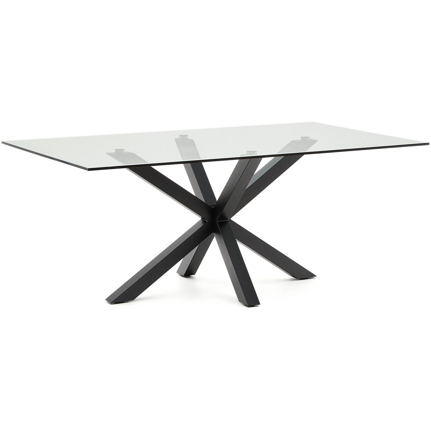Argo Tisch aus Glas und Stahlbeine mit schwarzem Finish 200 x 100 cm
