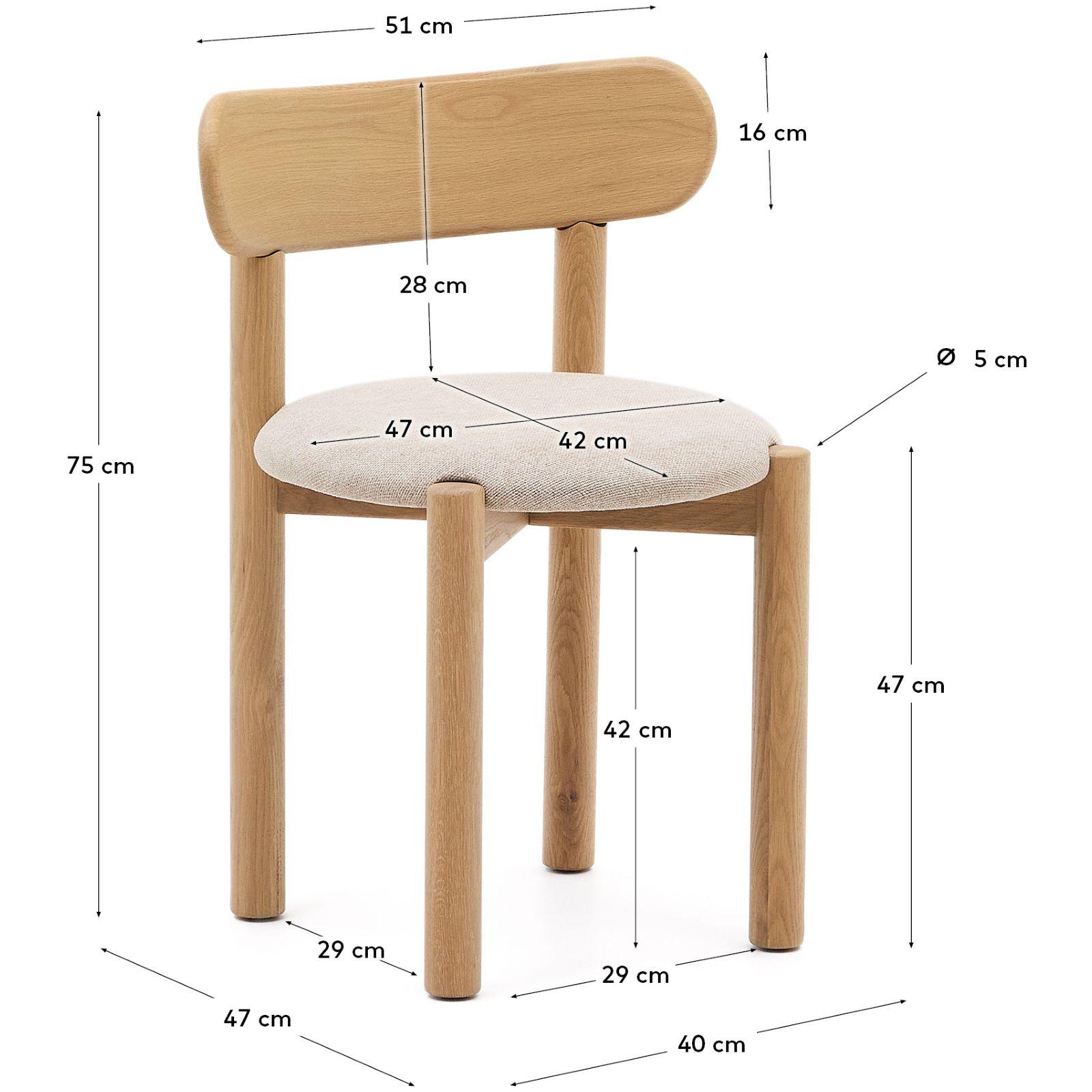 Design Stuhl Nebai Chenille beige Gestell Eichenholz natur FSC