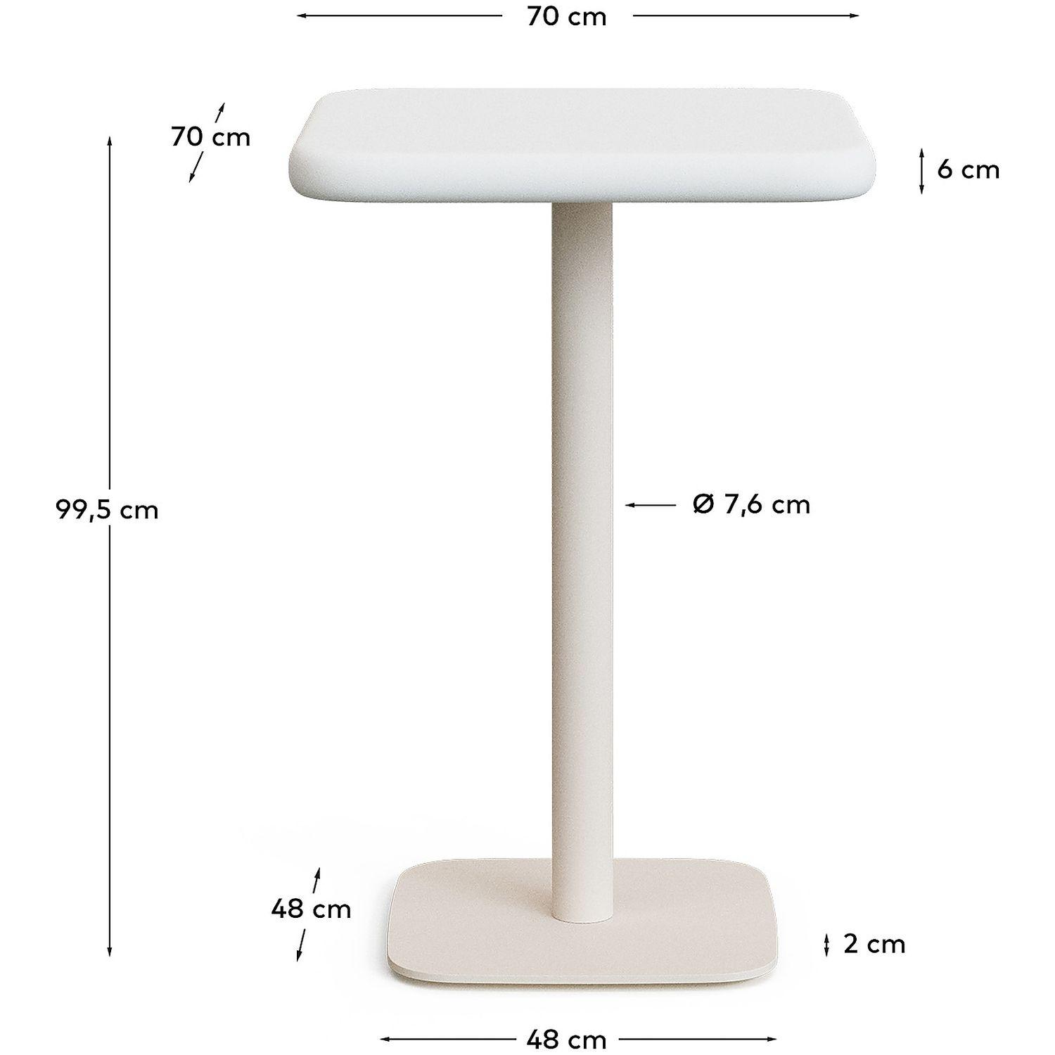 Bartisch Outdoor-Tisch Dina mit weisser Zementplatte 70x70x96 Stahlfuss weiss