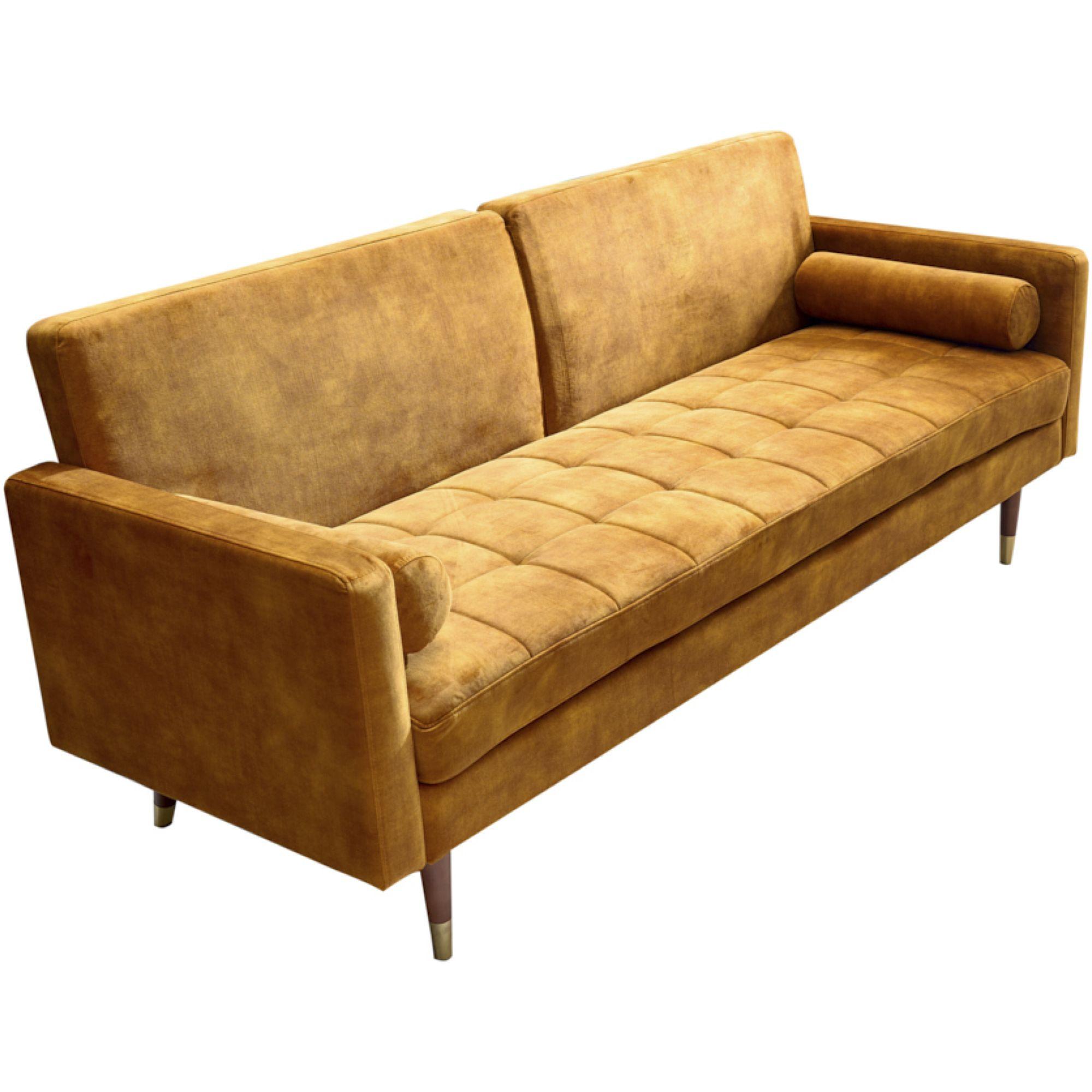 Bettsofa Cona Velours senfgelb 195