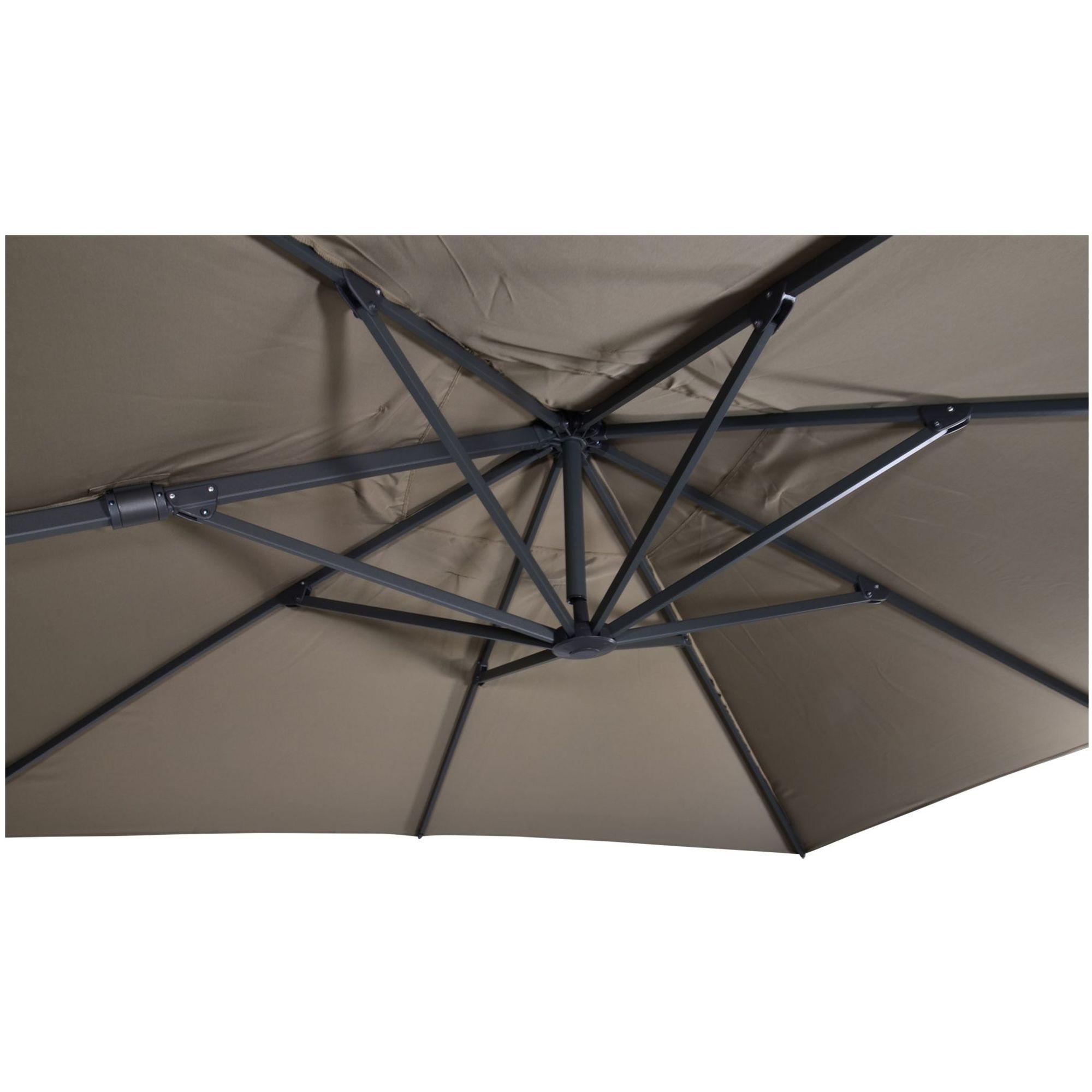 Freiarmschirm Ampelschirm quadratisch VirgoFlex taupe 3x3