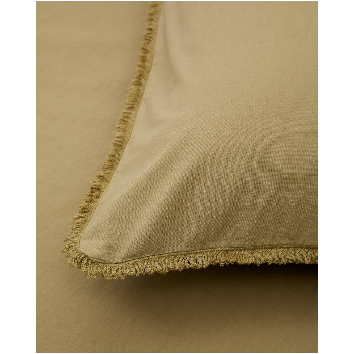 Set Sifinia Bezüge für Decke und Kopfkissen 100% Baumwollperkal Fransen grün Bett 90 cm