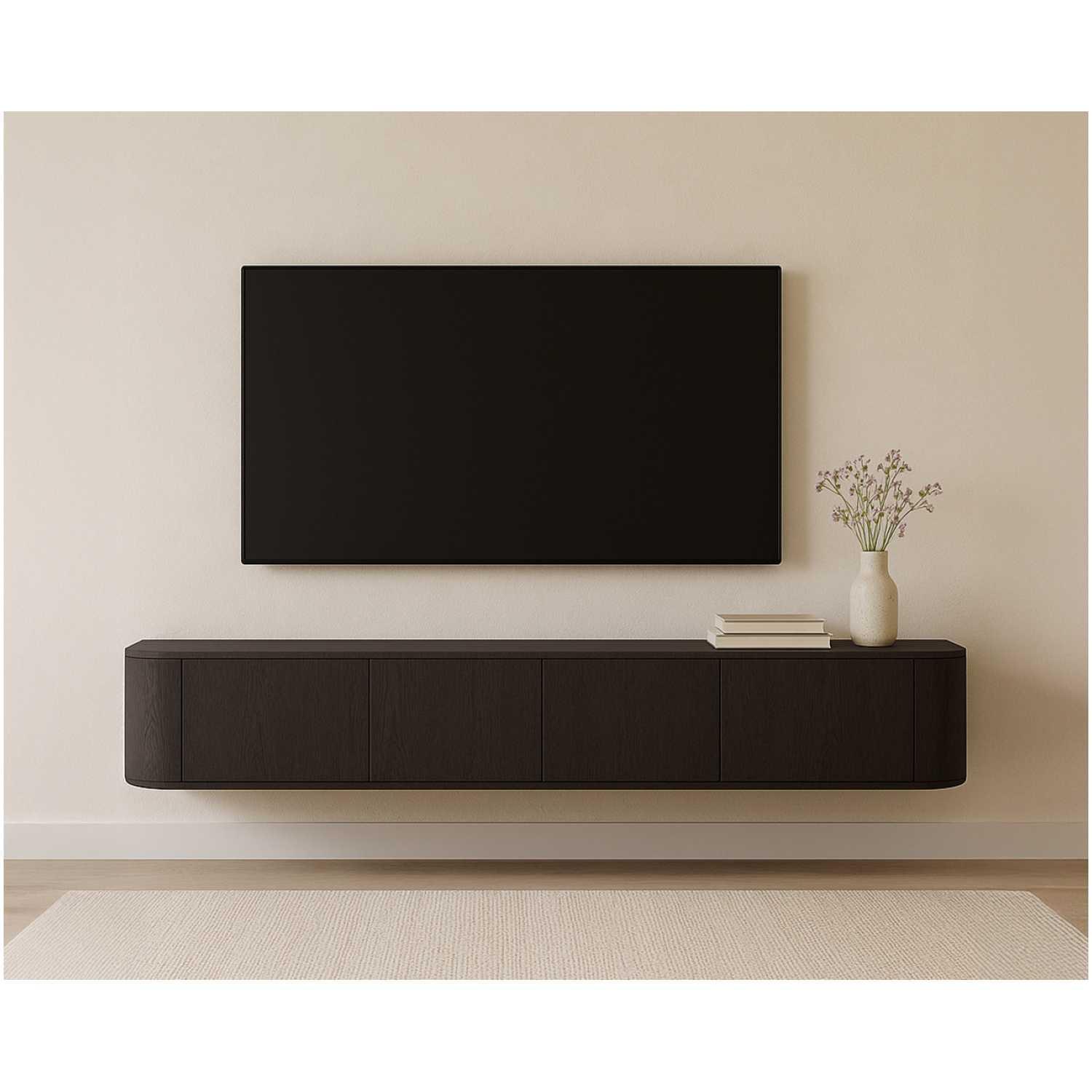 Wand TV Möbel abgerundet Onero Eichenholzfurnier braun 220