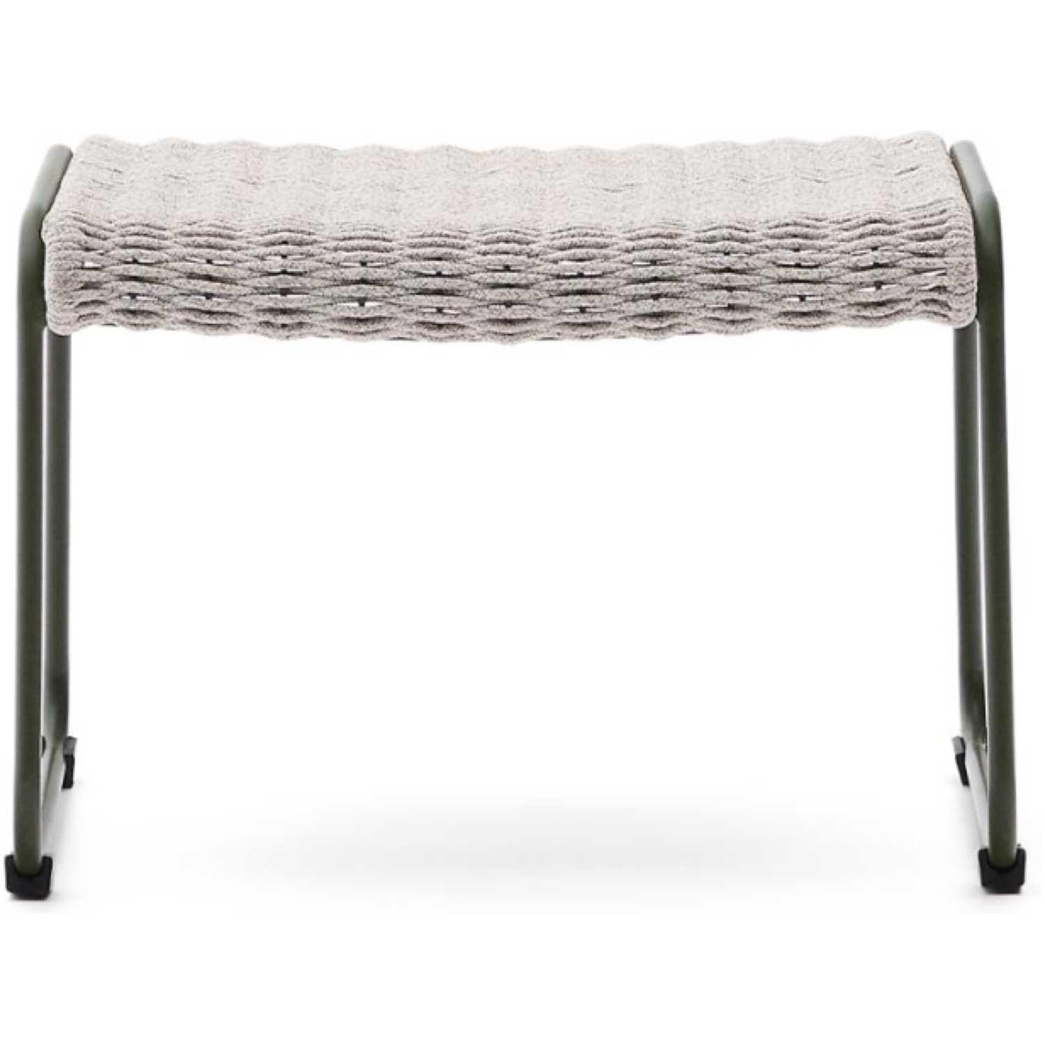 Fussablage Hocker Maurina verzinkter Stahl grün Seil ecru grau 58x52.5