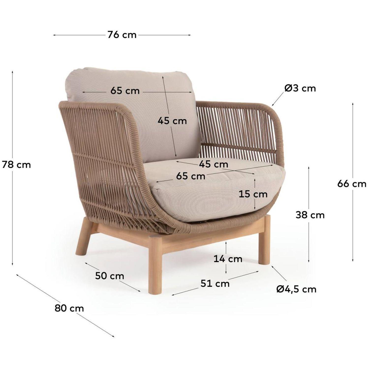 Gartensessel Catalina Cord Rope beige Akazienholz FSC
