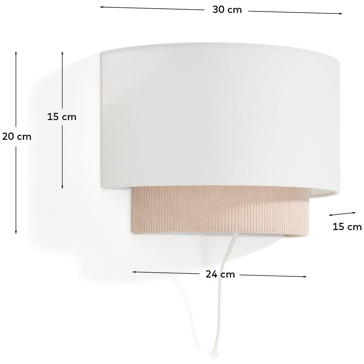 Wandleuchte Bianella aus Baumwolle und beigem Cord 40x40