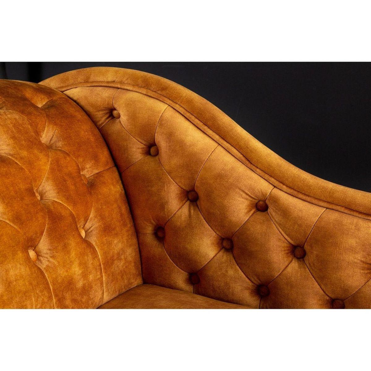 Chesterfield Recamiere Samt senfgelb
