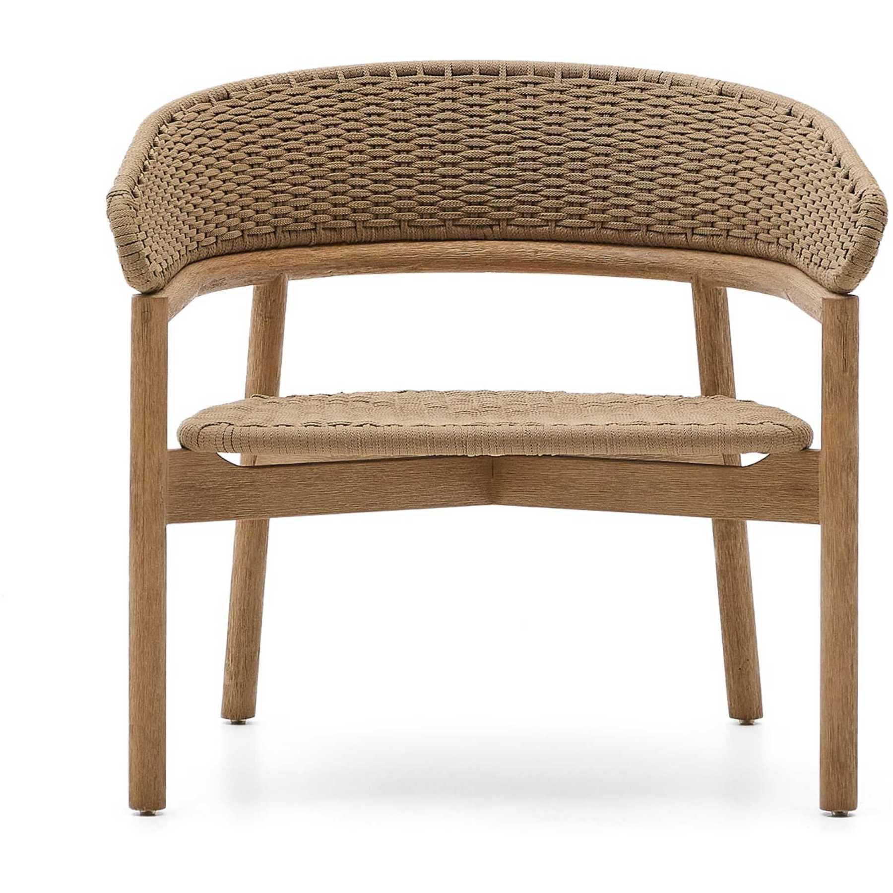 Gartensessel mit Armlehne Arinella Akazienholz massiv natur Seil beige