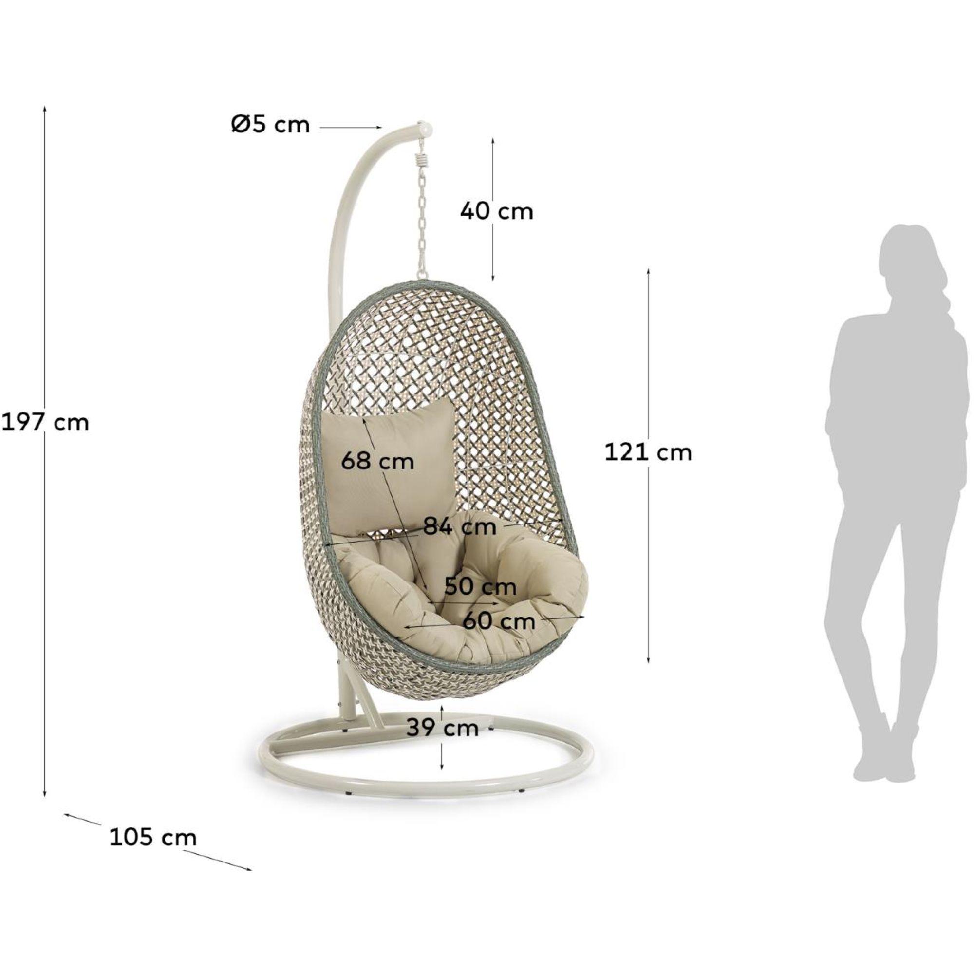 Garten Hängesessel Ciara Poly Rattan mehrfarbig Fuss hellgrau