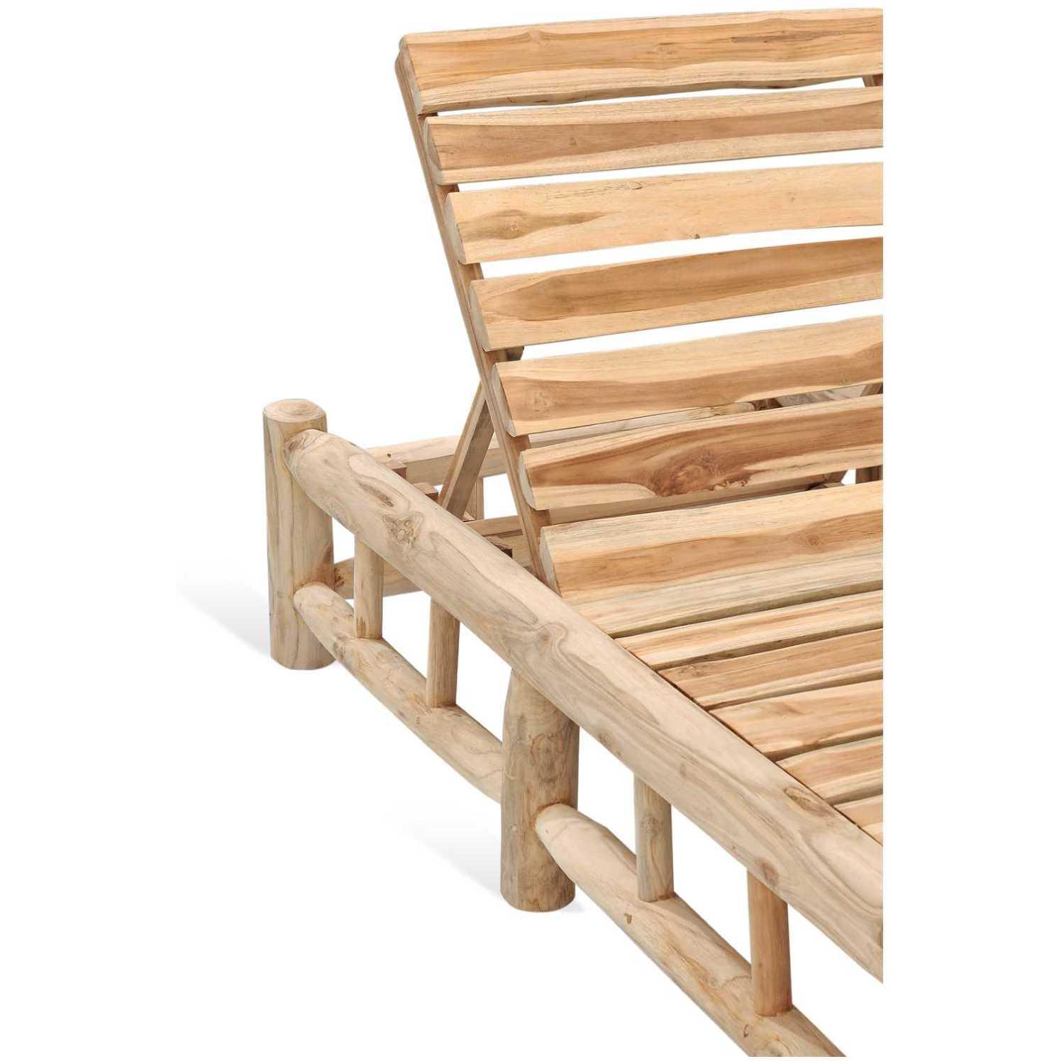 Liegestuhl Sonnenliege Massivholz Teak Woody Baumstamm (ohne Rollen)
