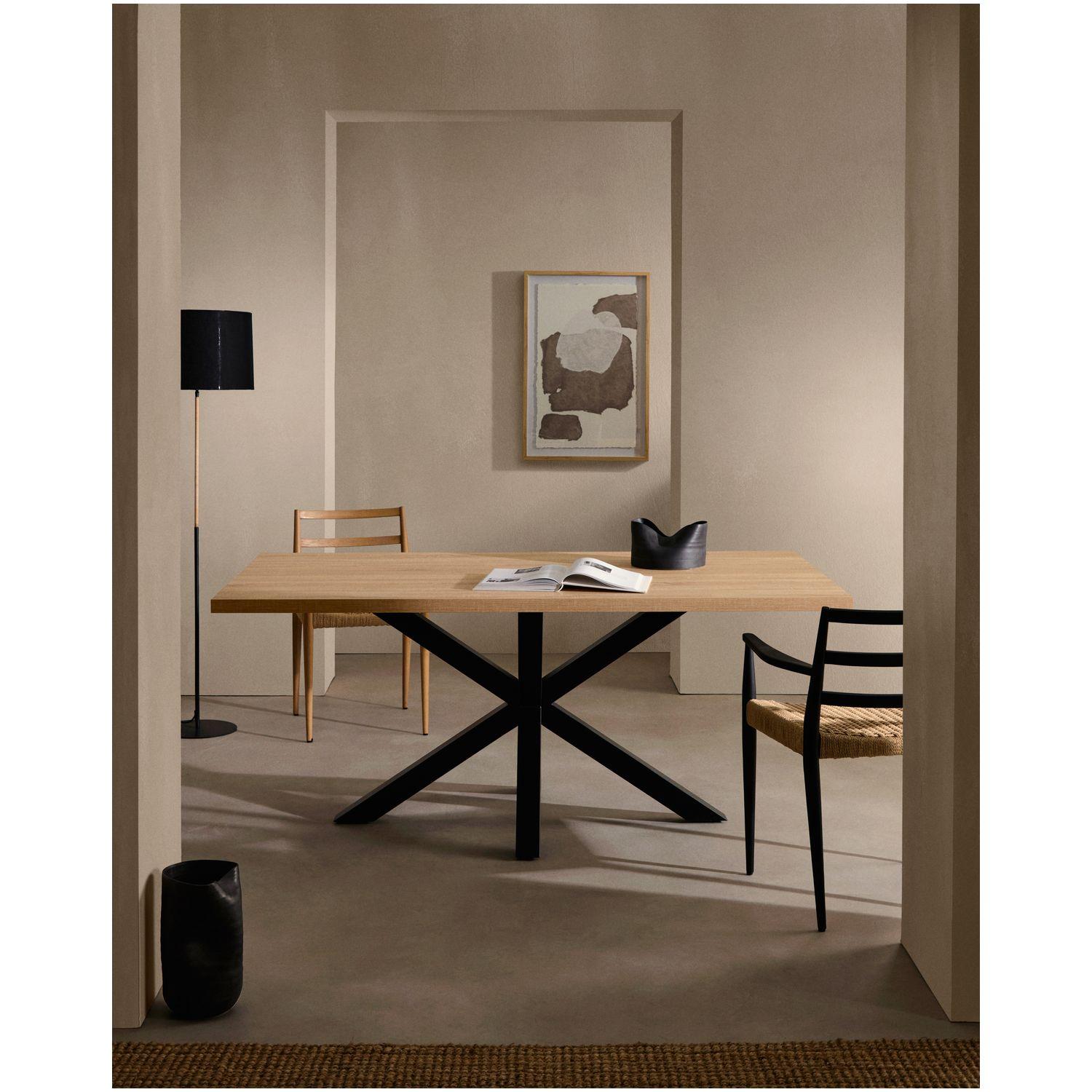 Argo Tisch 200 x 100 cm aus Melamin natur und schwarzen Stahlbeine