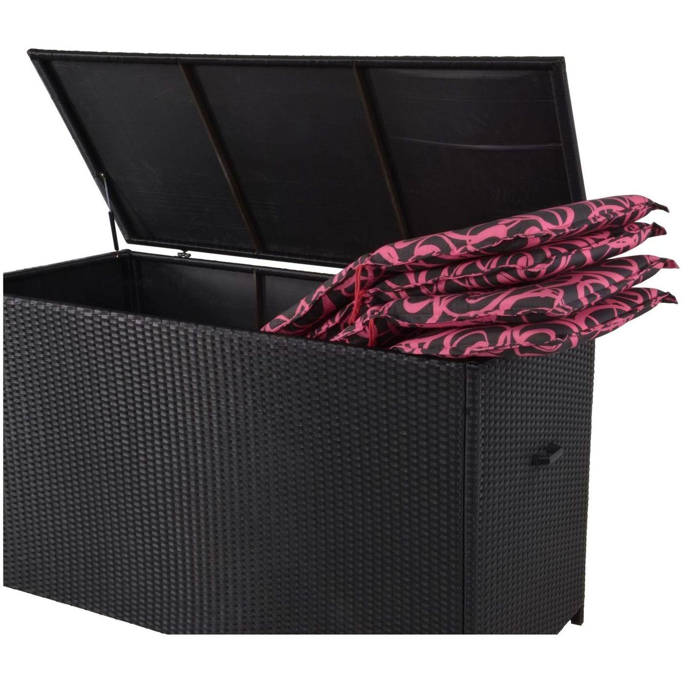 Poly Rattan Kissenbox mit Rollen 165x67x95