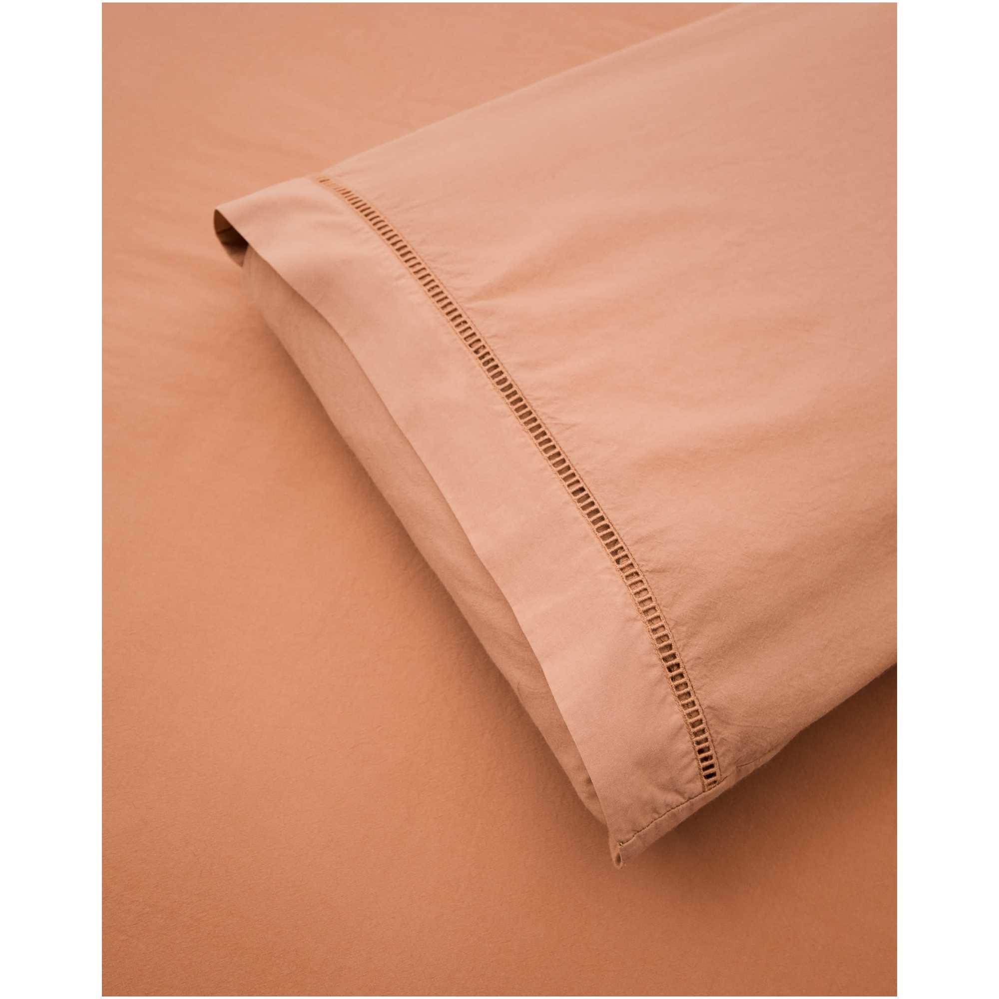 Set Caline Bettbezug und Kissenbezug aus 100% Baumwolle in Terrakotta für ein 90-cm-Bett
