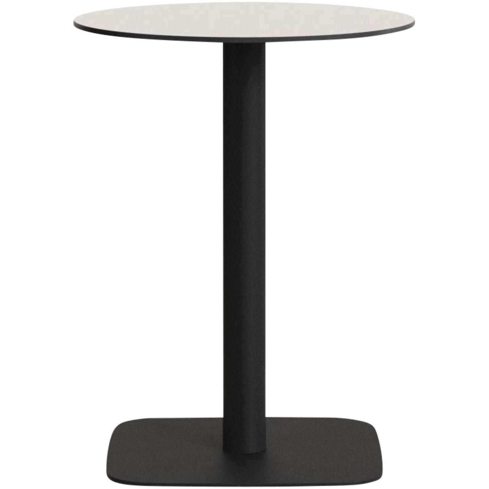 Dina weisser runder hoher Outdoor-Tisch mit schwarz lackiertem Metallbein 60x60 H97