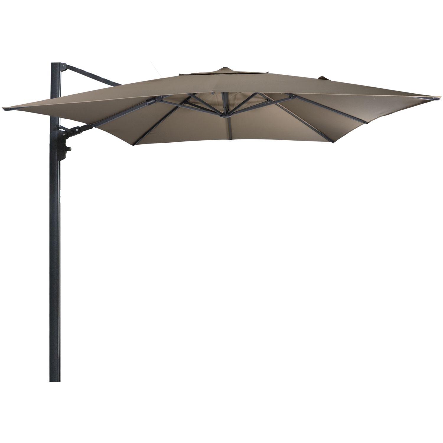 Freiarmschirm Ampelschirm quadratisch Virgo Up taupe 3x3