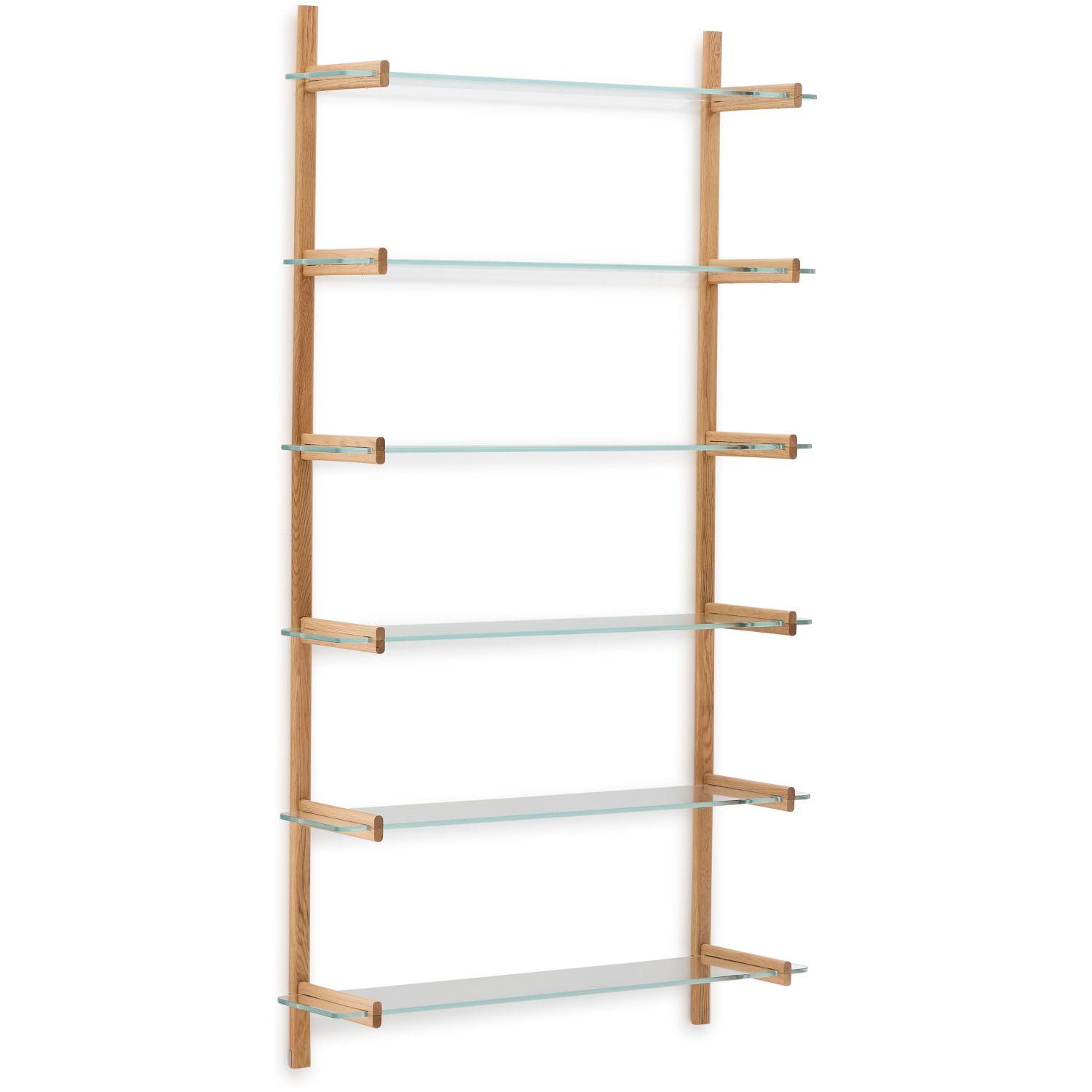 Wandregal 110 Modular Sitra Eichenholz massiv natur Glas 6er