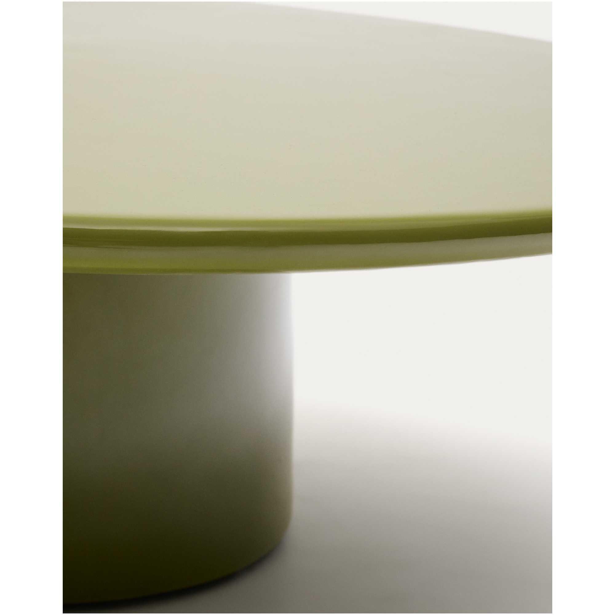Couchtisch Albanella aus Zement mit glänzend grünem Finish 110x110