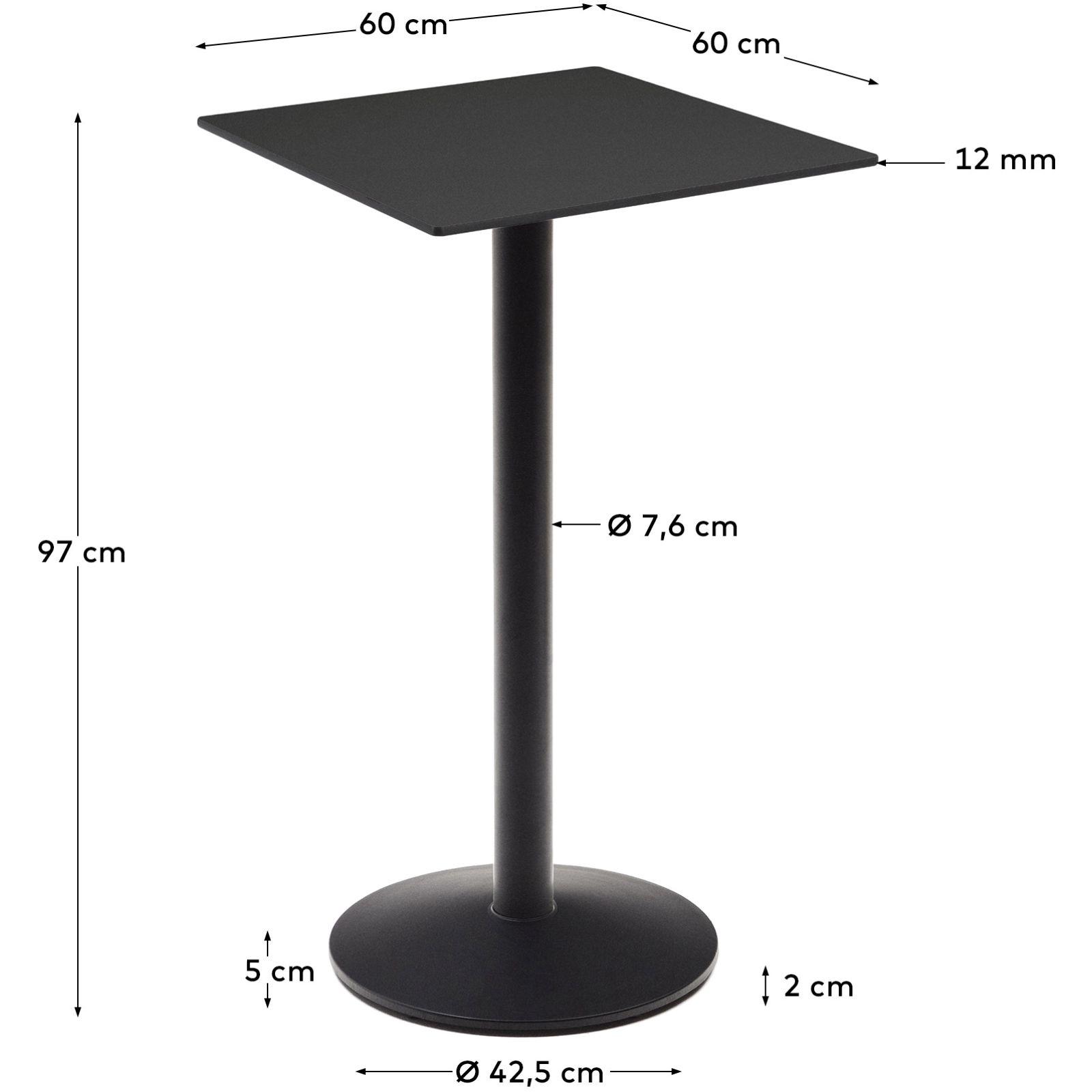 Garten Bartisch quadratisch Outdoor Esilda HPL-Platte schwarz Gestell Metall schwarz 60x60