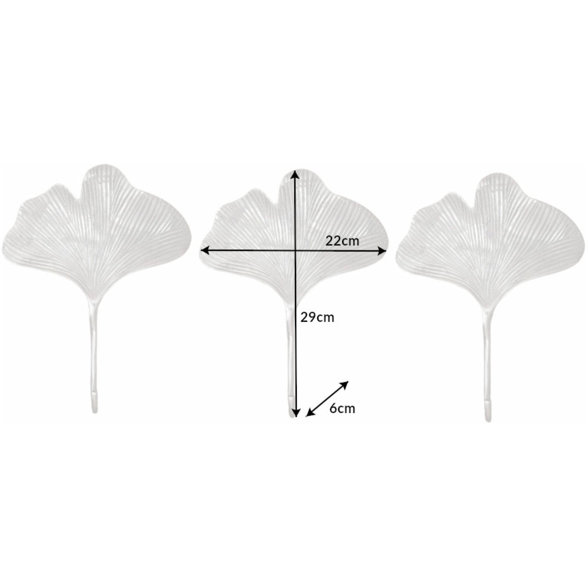 Kleiderhaken Ginkgo Metall silber (3er-Set)