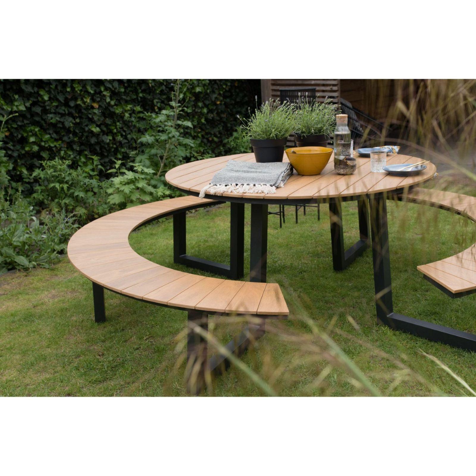 Garten Picknick Tischset rund Aluminium Poly-Holz Piazza