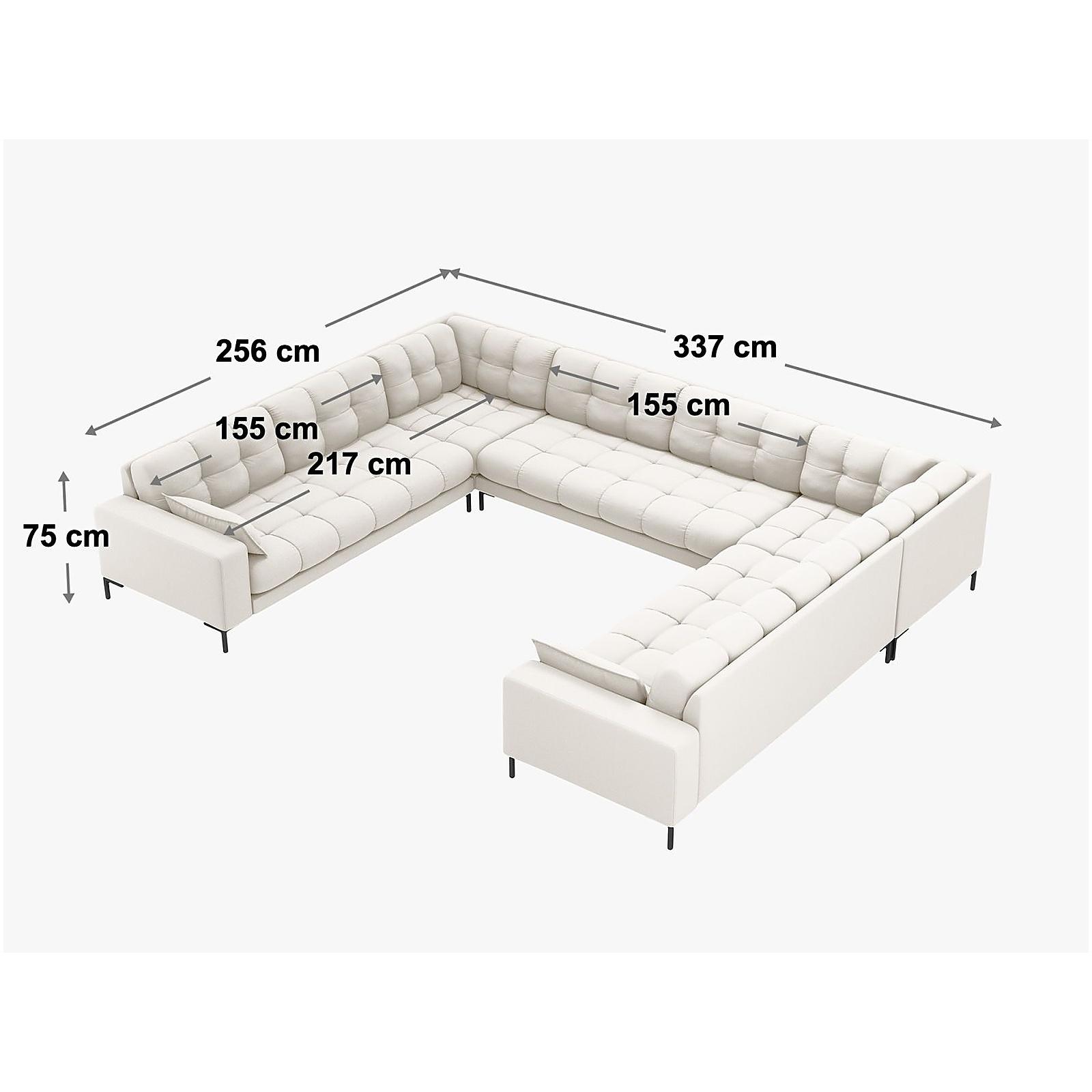Wohnlandschaft U-Sofa Mamaia 337x256x75 Füsse gold - Bezug: Structured Fabric (Neve), Light Beige