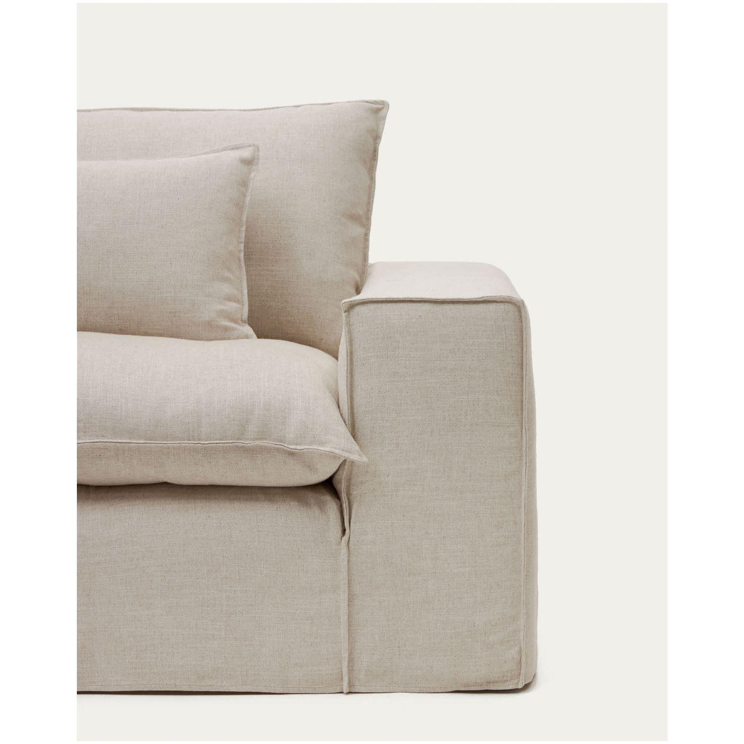 2-Sitzer-Sofa Anarela mit abnehmbarem Bezug aus Leinen und Viskose in Beige 220 cm FSC M