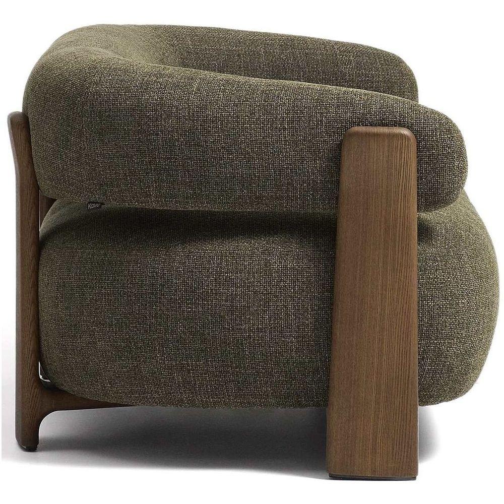 2-Sitzer Sofa Granite mit grüner Chenille und Beinen aus massivem Eschenholz mit Nussbaumfinish 155 FSC 100 %