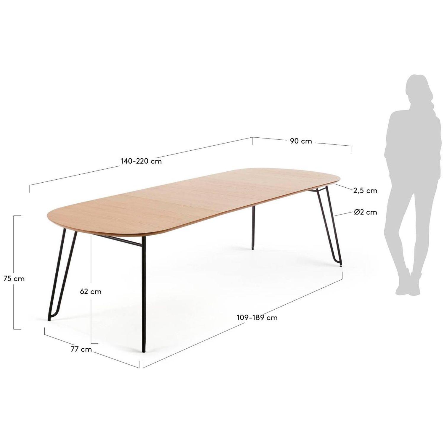 Esstisch ausziehbar Novac 140-220x90 Eichenfurnier Stahlbeine