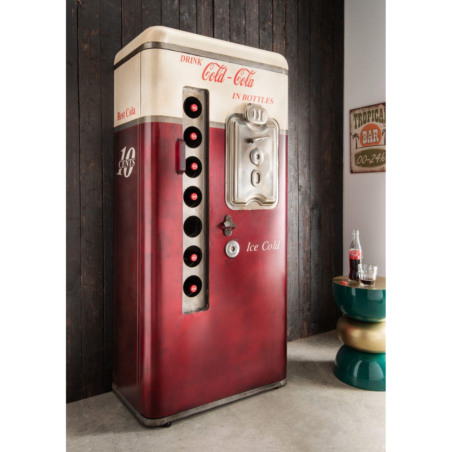 Barschrank Vintage Industrial Cold Cola rot-weiss 73x152