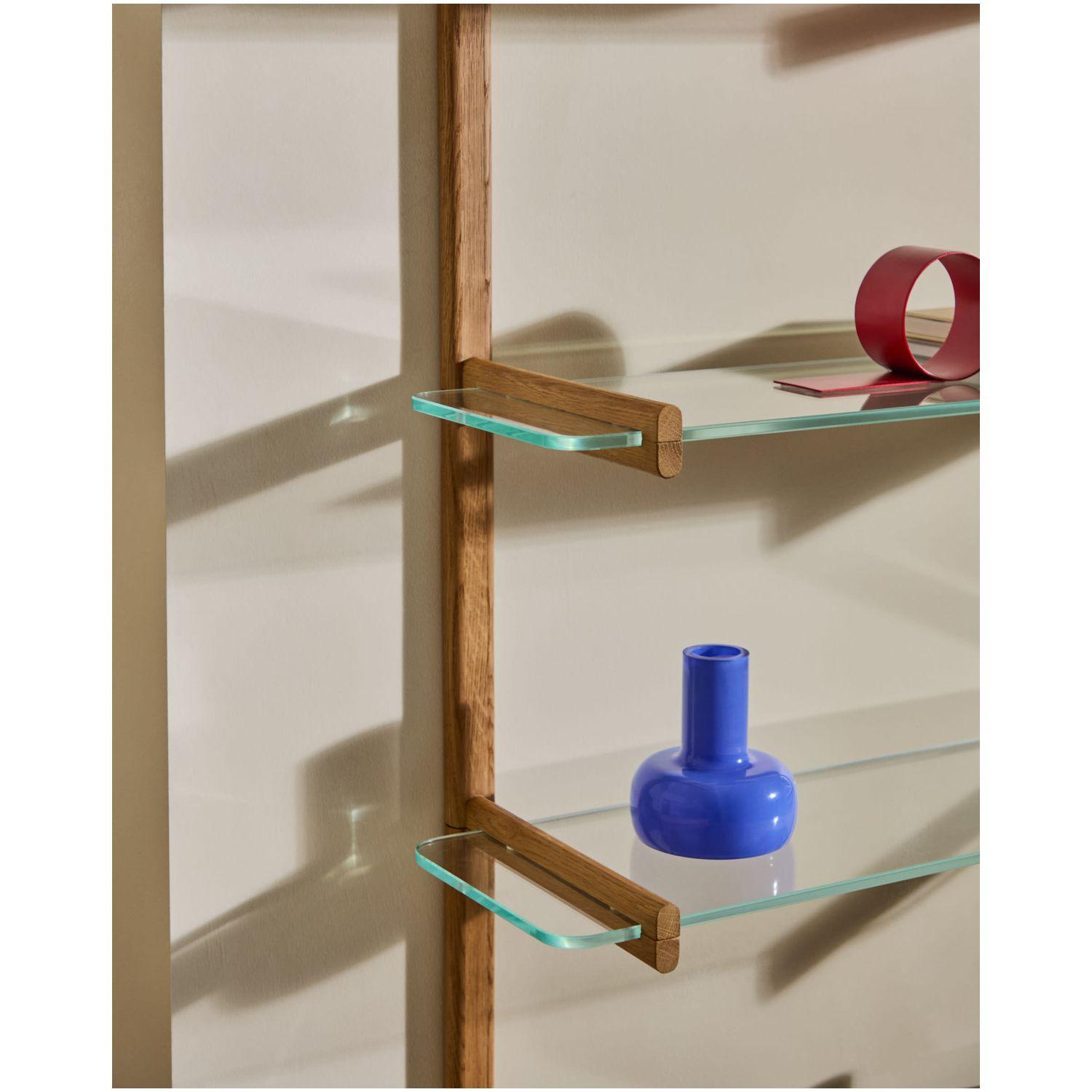 Wandregal 110 Modular Sitra Eichenholz massiv natur Glas 6er