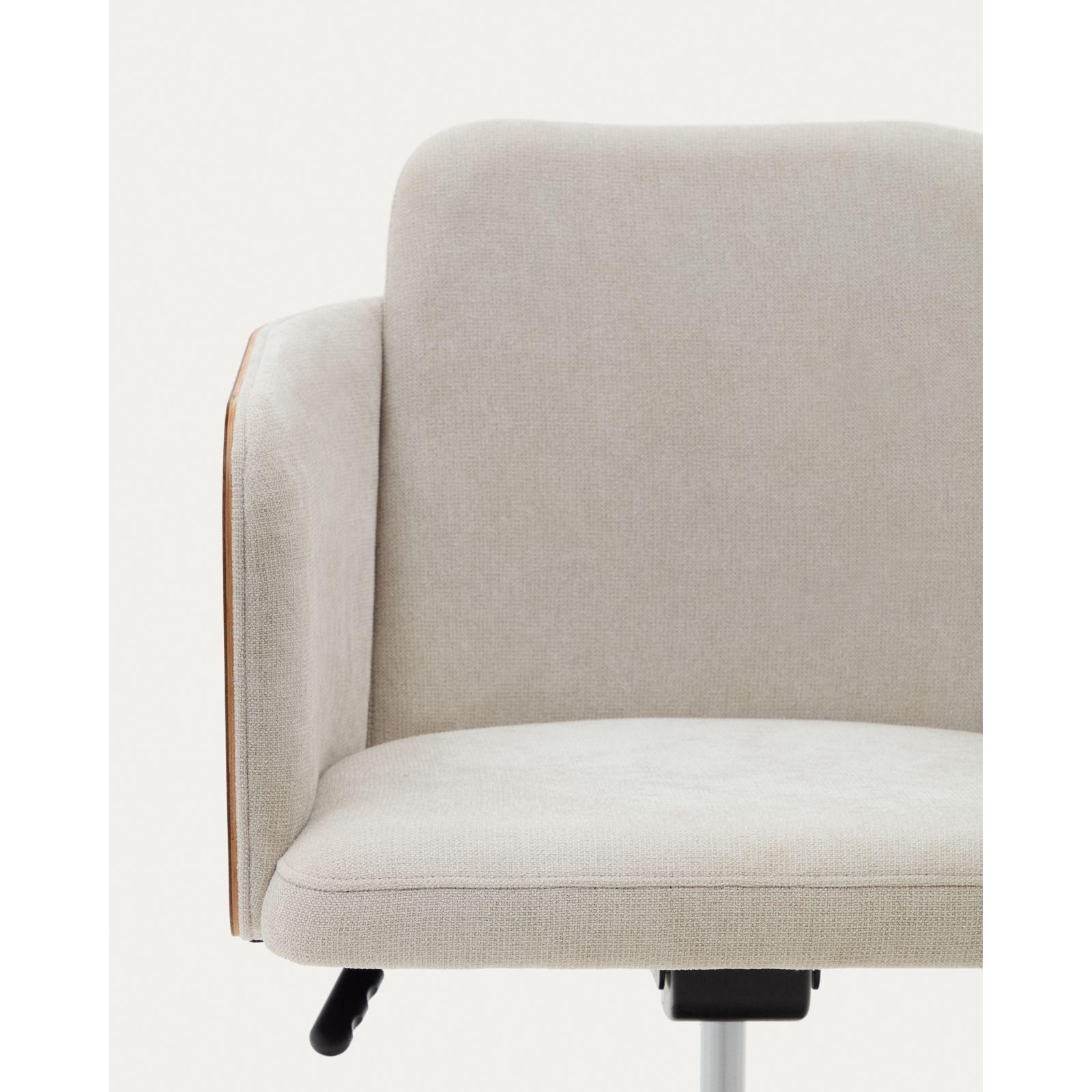 Bürodrehstuhl Madai Chenille Stoff beige Eschenfurnier natur FSC