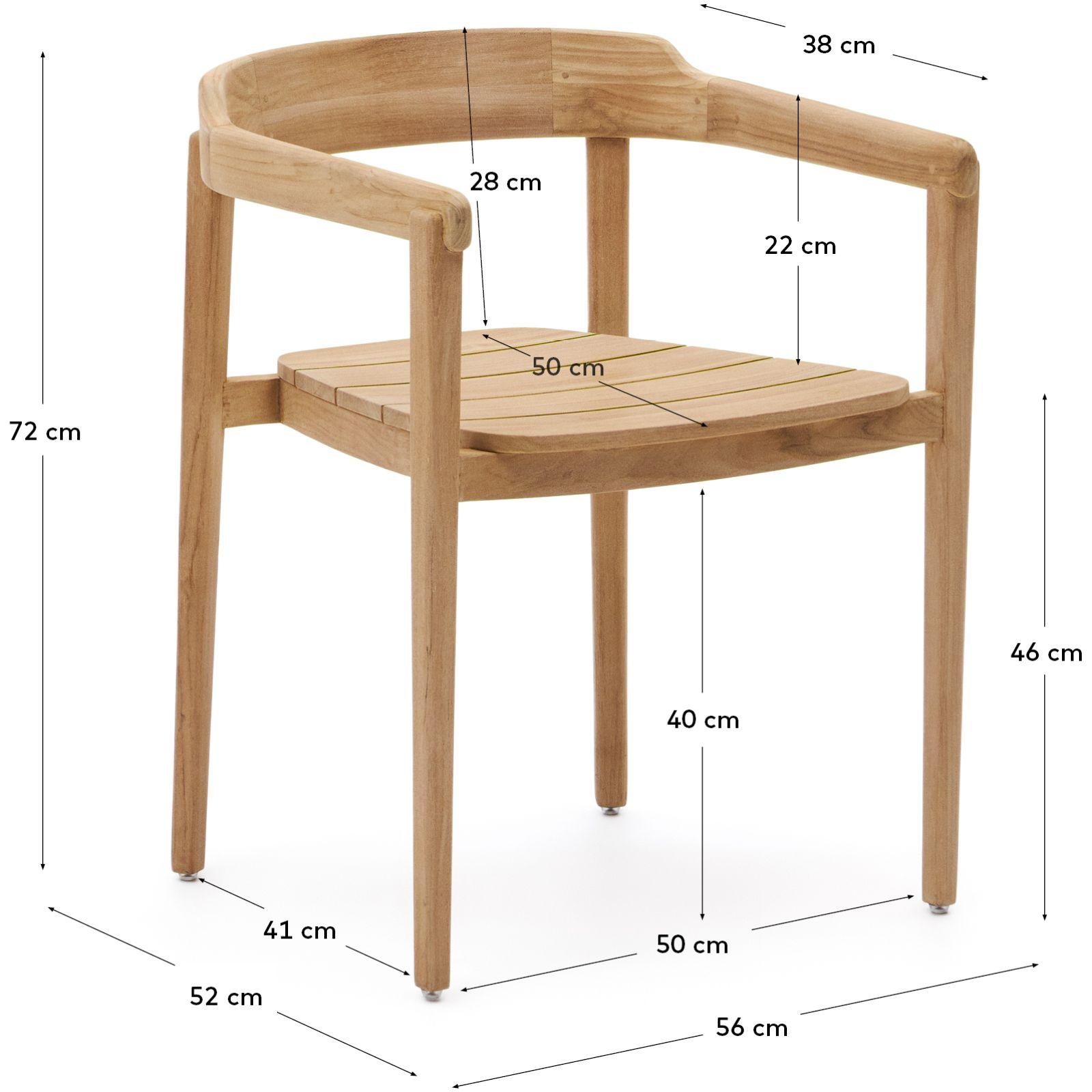 Garten Holzstuhl Icaro stapelbar massives Teakholz natur 100% FSC