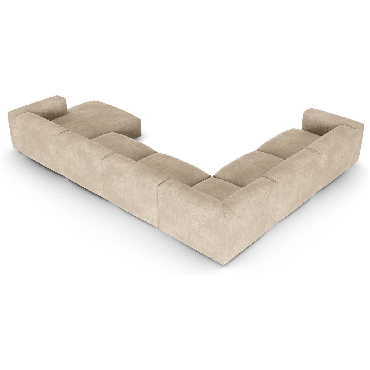 Wohnlandschaft U Sofa Ecksofa Martina 420x330x75 Sitztiefe 90cm - Ausrichtung: links - Bezug: Velvet (Vogue), Light Beige