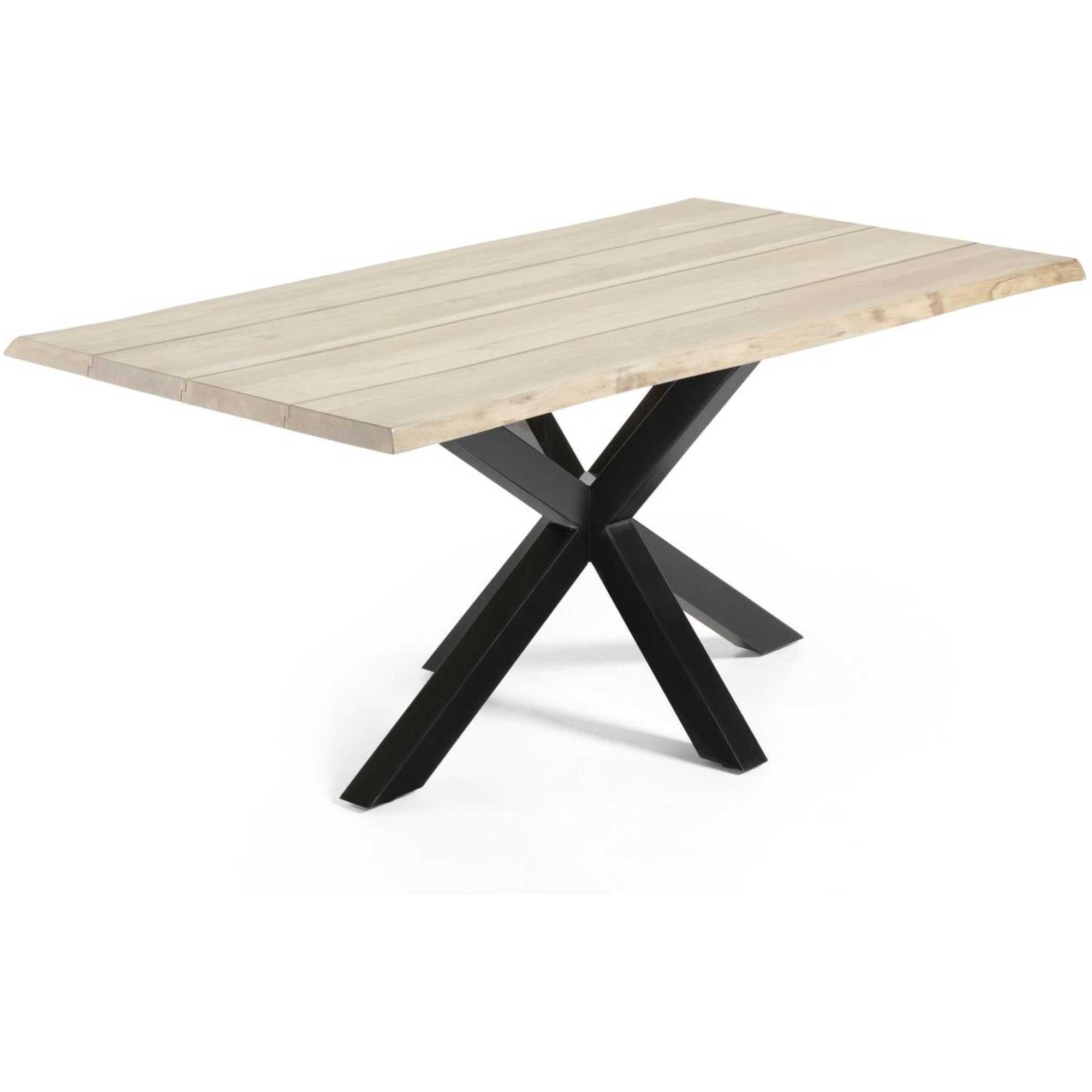 Argo Tisch Eichenfurnier m. gebleichtem Finish Stahlbeine m. schwarzem Finish 160x90