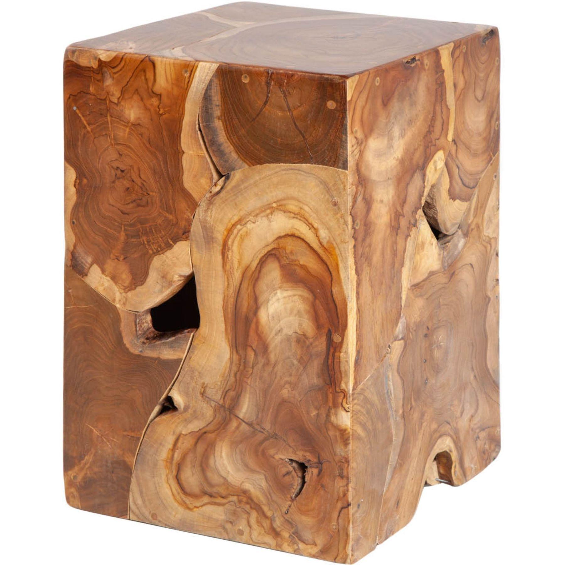 Beistelltisch Holzhocker Tralia Wurzel 30x30 Teakholz Unikat