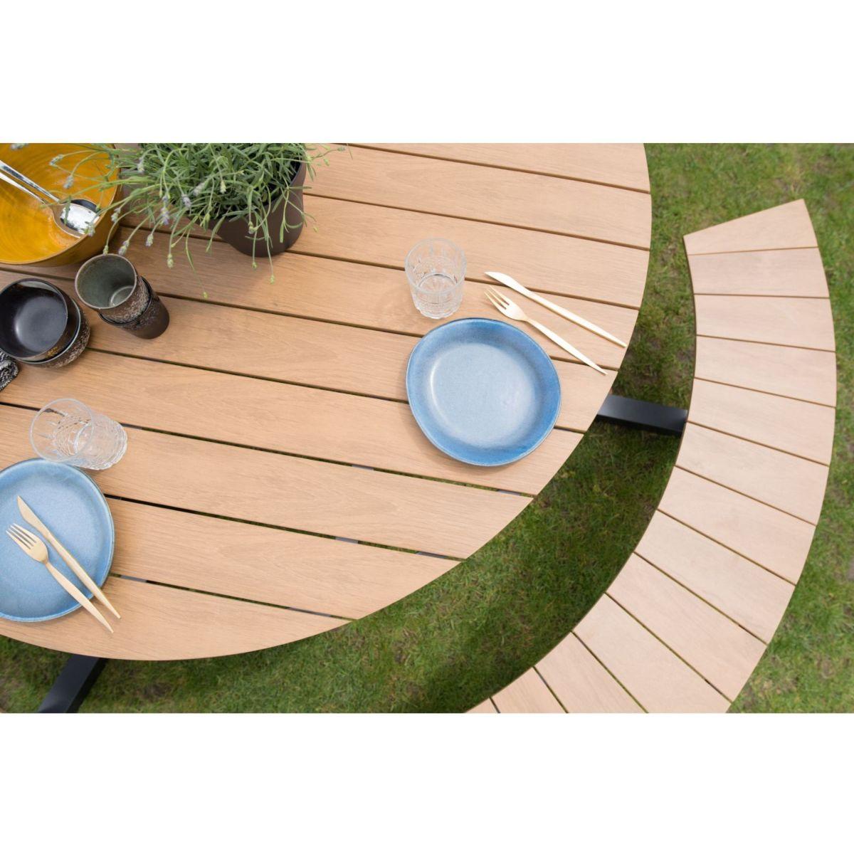 Garten Picknick Tischset rund Aluminium Poly-Holz Piazza