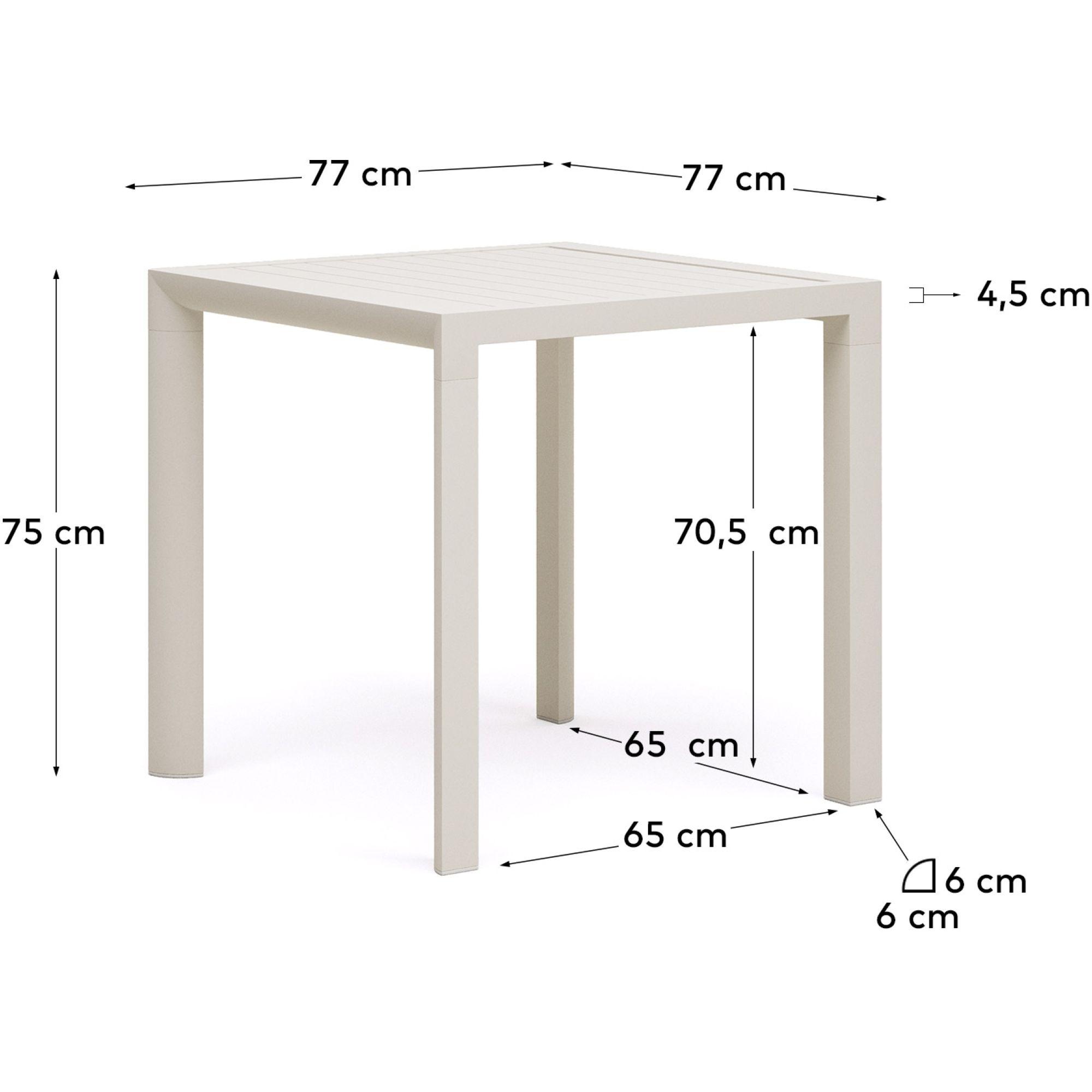 Gartentisch quadratisch Culip Aluminium weiss 77x77