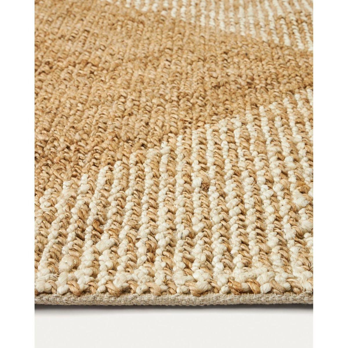 Maelan Teppich aus Jute und Baumwolle kariert natur 160 x 230 cm