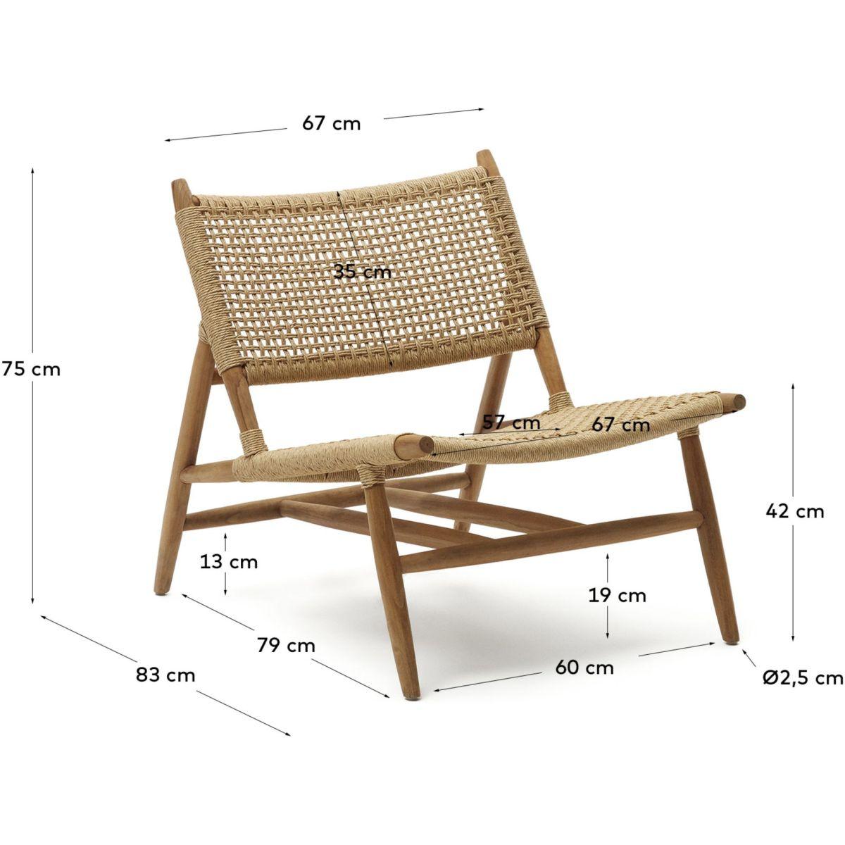 Garten Holzsessel aus massivem Teakholz mit Geflecht Codolar