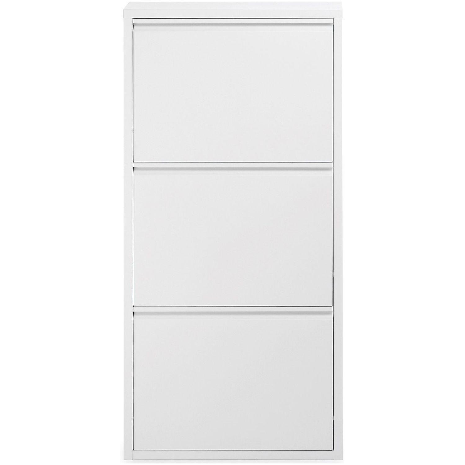 Schuhschrank mit 3 Klappen Metall weiss 50x103