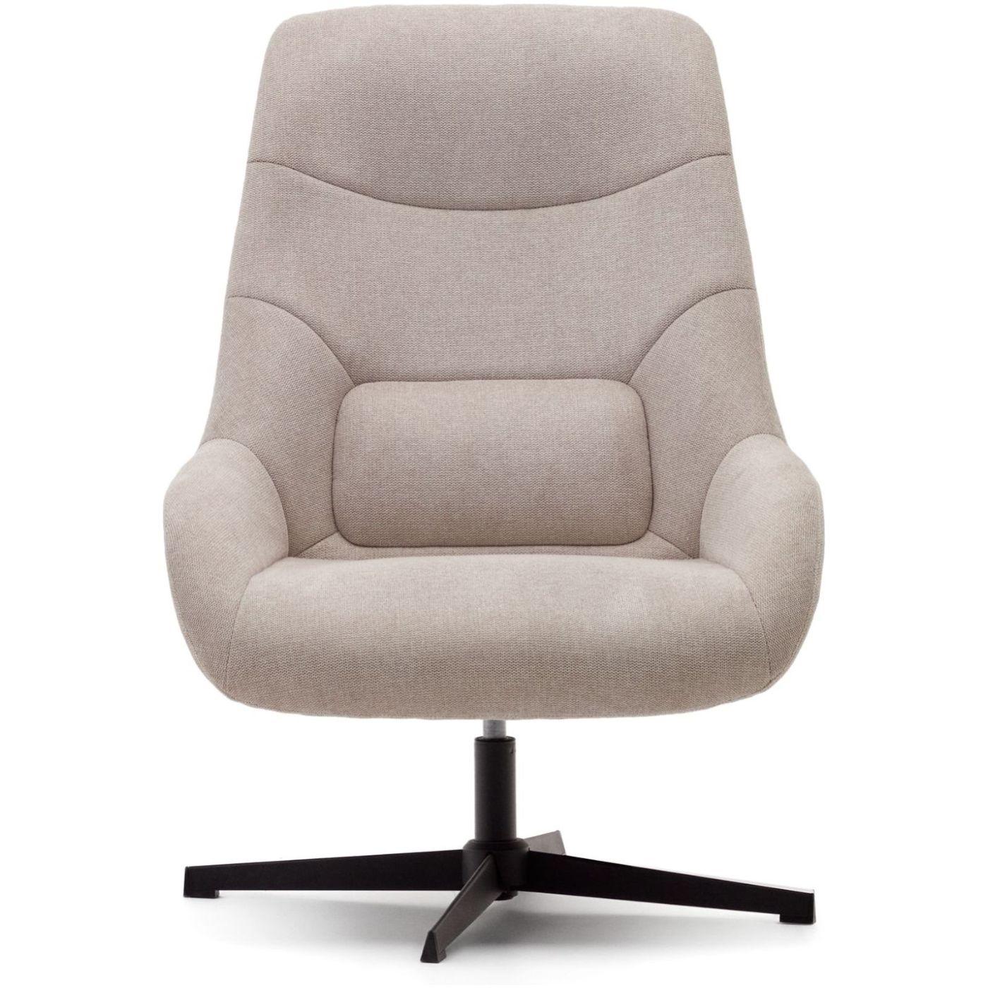 Relaxsessel drehbar Chenille Stoff beige Stahl schwarz
