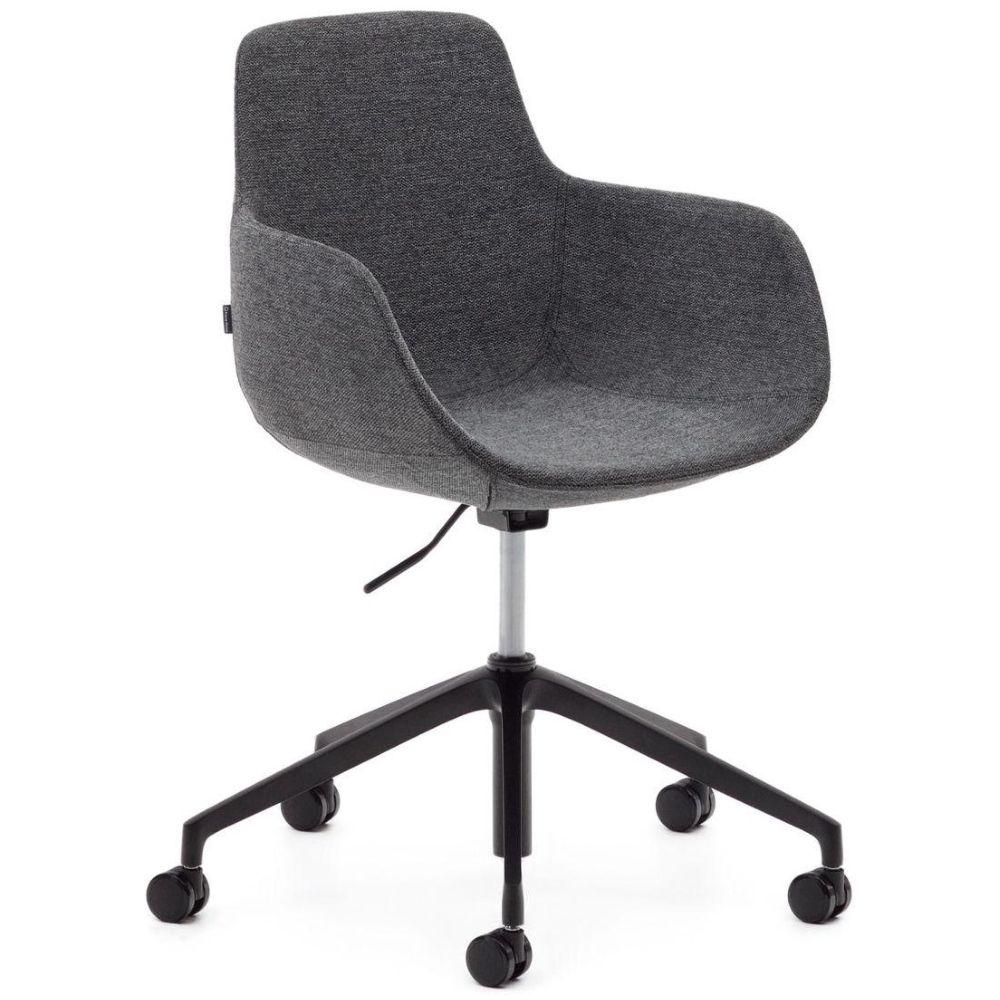 Bürodrehstuhl Tissiana Stoff mattschwarz Aluminium schwarz matt
