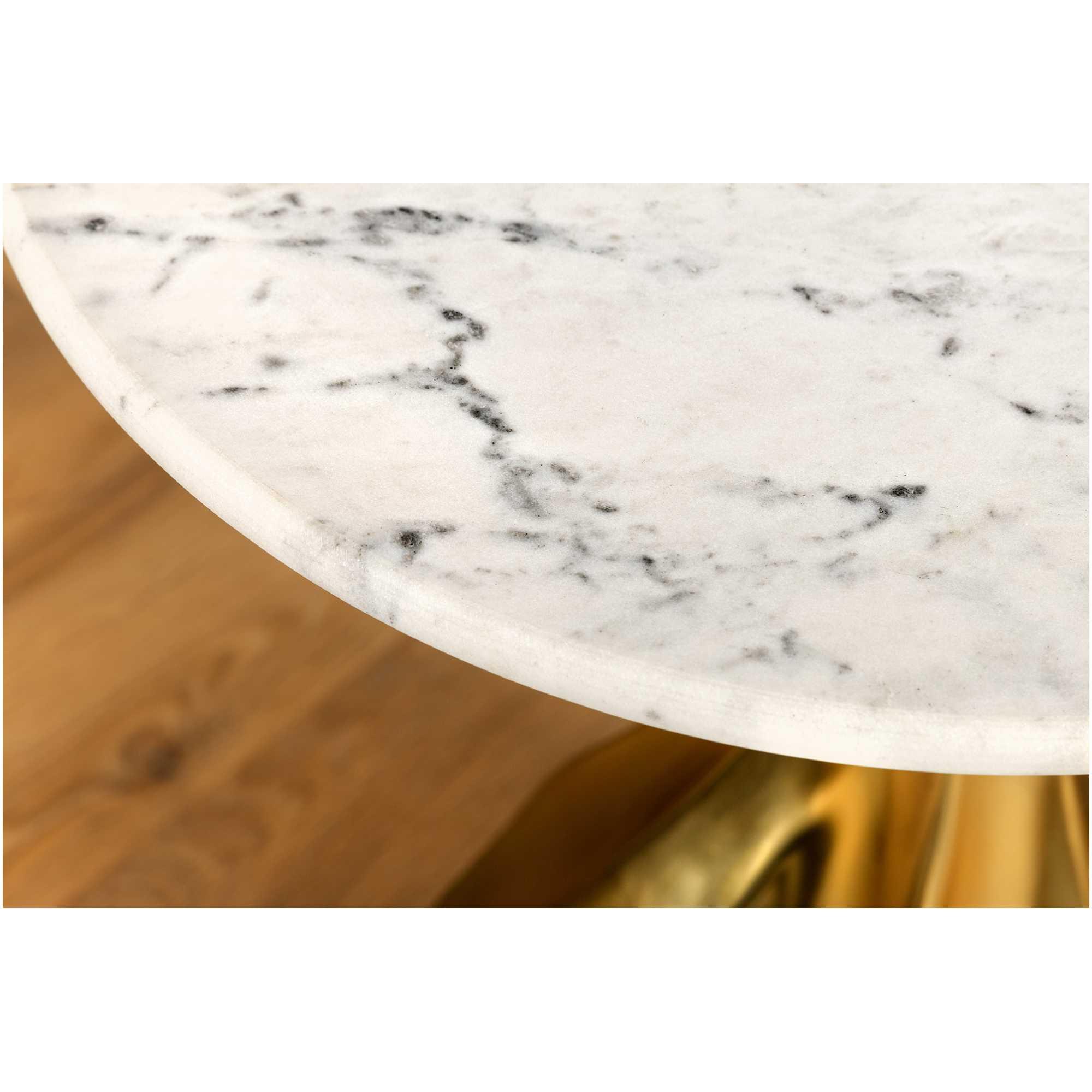 Beistelltisch Abstrakt Metall gold Mamor weiss