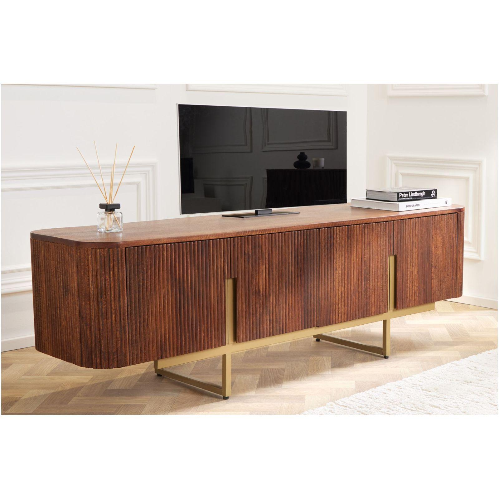 TV Board Lowboard abgerundet Cazeno Gold Mangoholz braun 160