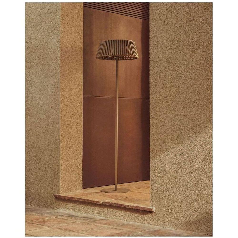 Outdoor-Solar-Stehlampe Aldet aus flachem Seil mit beigem Metallfuss 46x46